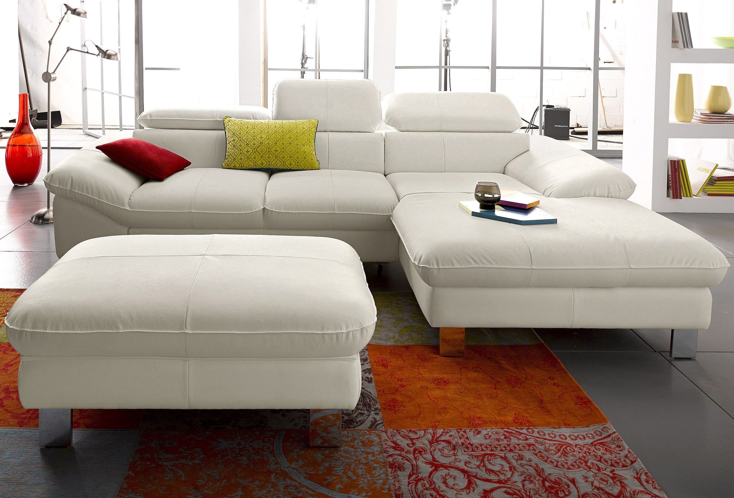 COTTA Polstergarnitur »Driver L-Form«, (Set), Set bestehend aus: Ecksofa mit Kopfteilverstellung & Hocker