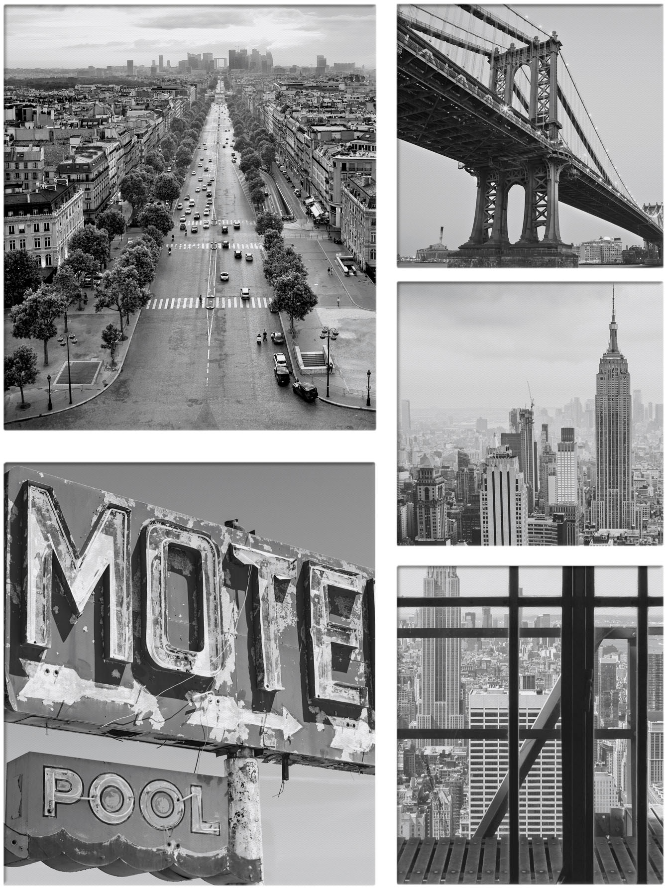 Art for the home Leinwandbild »Set City« Städte Set, 5 Stk. tlg. SET 5-teilig  City Stadt 80 x 60 cm