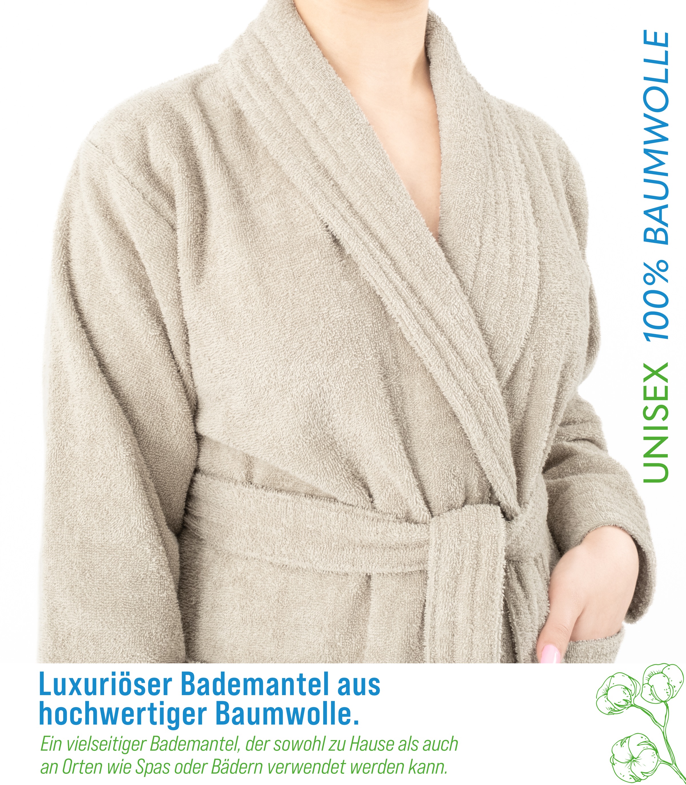 HAMMETEX Bademantel »Bademantel 100% Baumwolle Unisex, 400 GSM, Weich & Saugfähig«, (Packung), ideal für Sauna & Spa, Hotelbademantel, Morgenmantel