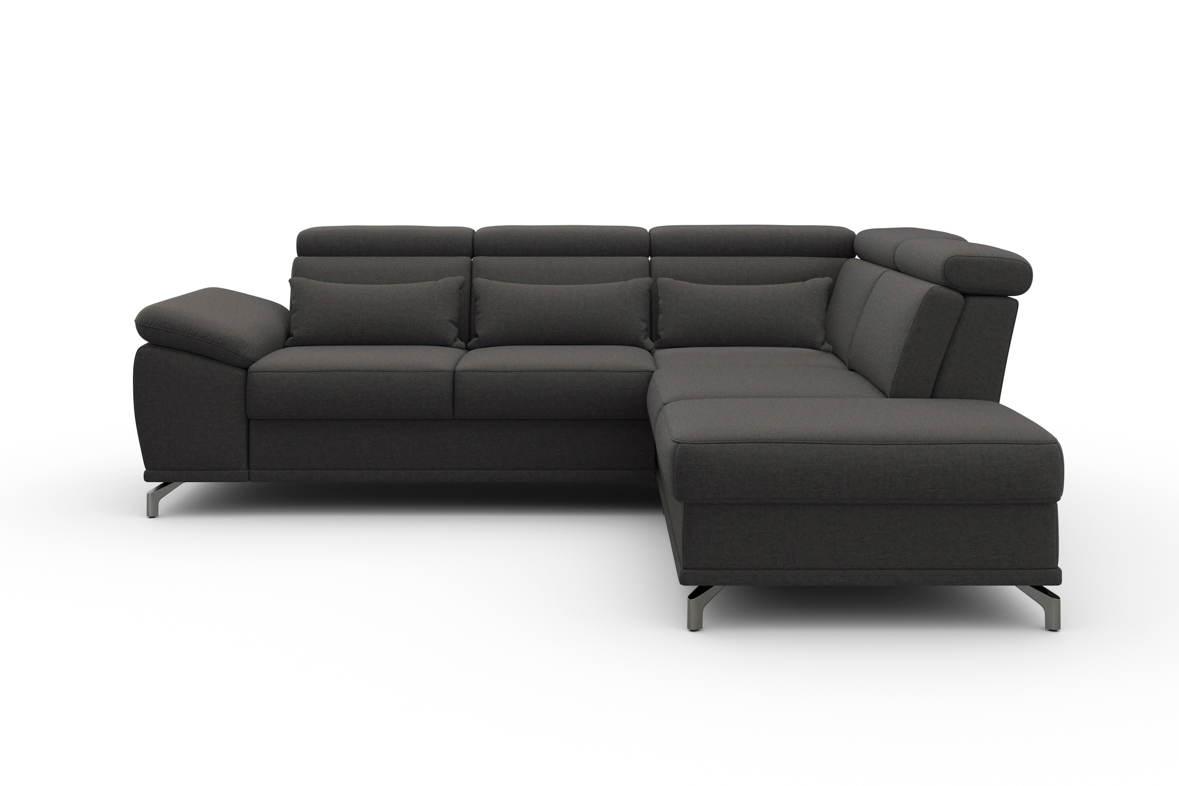 sit&more Ecksofa »Cabrio L-Form, mit Sitztiefenverstellung, Arm- und Kopfteilverstellung«, 3 Nierenkissen, Federkern, optional Bettfunktion und Stauraum