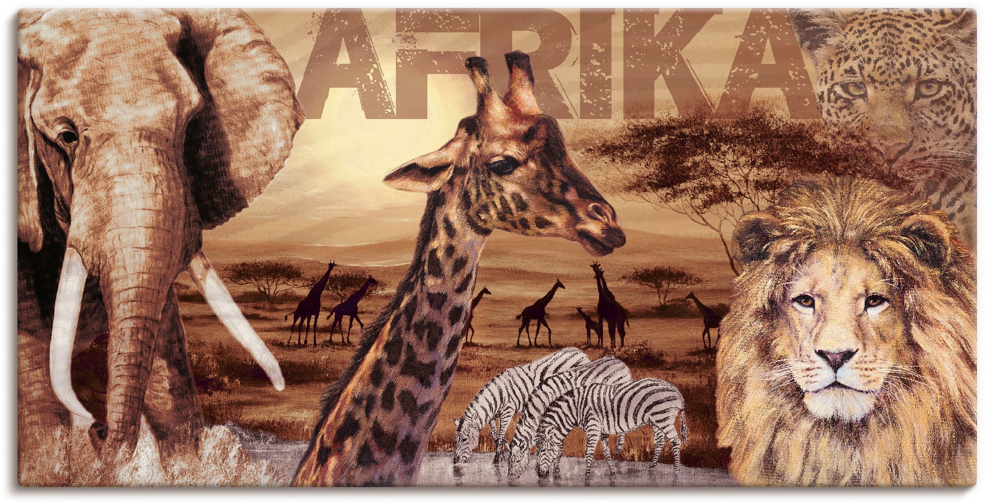 Artland Wandbild »Afrika« Wildtiere 1 Stk. tlg. als Alubild, Outdoorbild, L günstig online kaufen