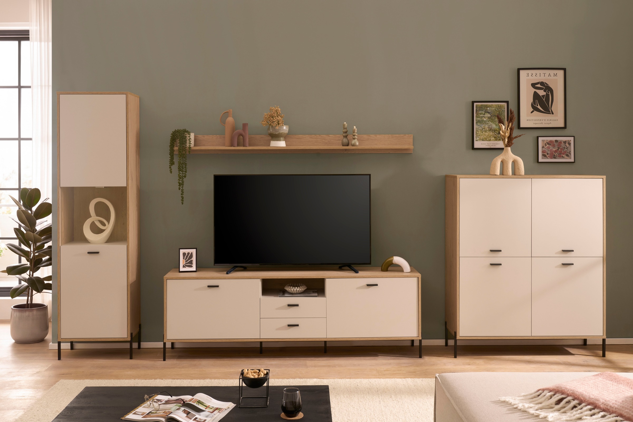 Home affaire Wohnwand »Fredericia, moderne Anbauwand, Komplettset in Kaschmir« Set, 4 Stk. tlg.