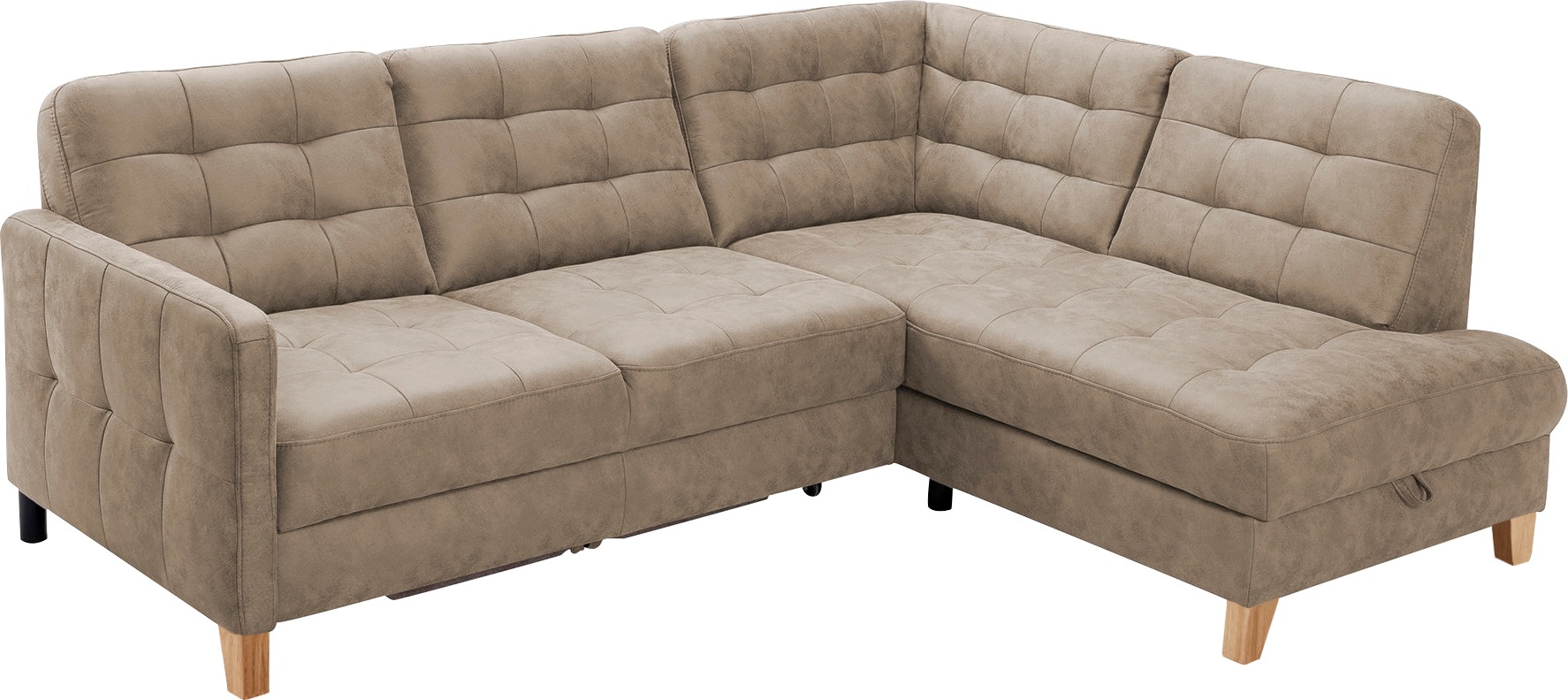 exxpo - sofa fashion Ecksofa »Elio, kompakt und komfortabel, bequem, zeitloses Design, L-Form«, wahlweise mit Bettfunktion und Bettkasten