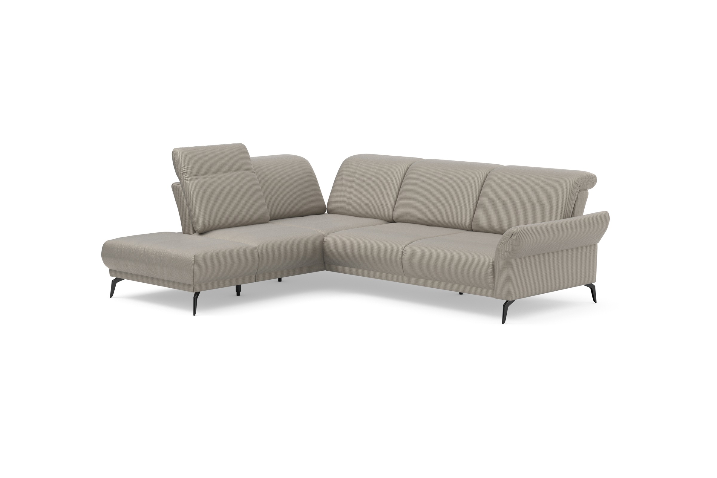 INOSIGN Ecksofa »Coco L-Form«, Sitztiefen-, Arm- und Kopfteilverstellung, Cord-Bezug, Fußhöhe 15 cm