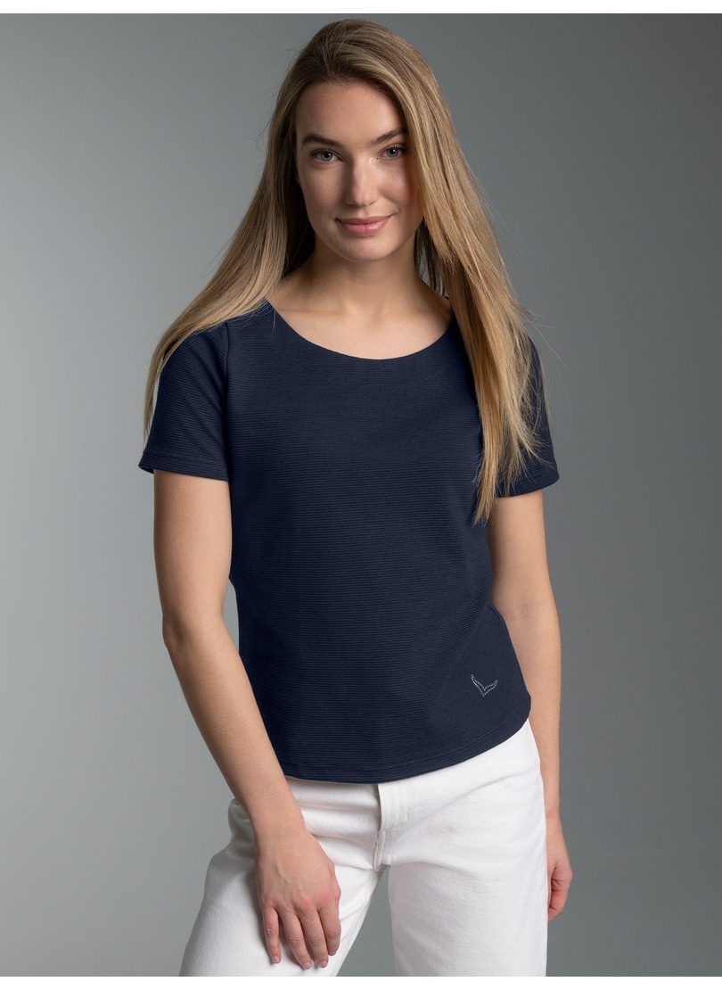 Trigema Sweatshirt »TRIGEMA Shirt mit kurzen Ärmeln mit Kristallsteinen«
