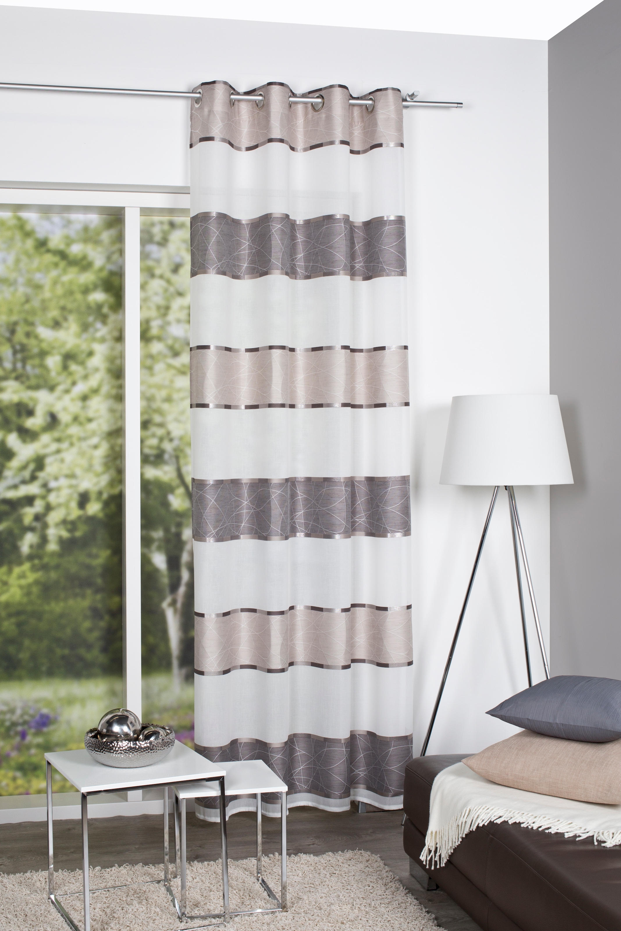 HOME WOHNIDEEN Vorhang »WALTER« Ösen 1 Stk. tlg. Ösenschal WALTER Querstrei günstig online kaufen