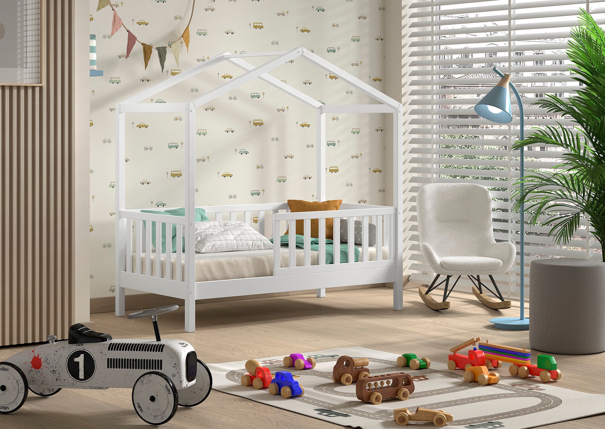 Home Affaire Hausbett »Junior Hausbett 70/140, Umlaufender Rausfallschutz, Stabil Gebaut« B/H/T Ca. 148x150, 6x75, 8cm, In Verschiedenen Farben