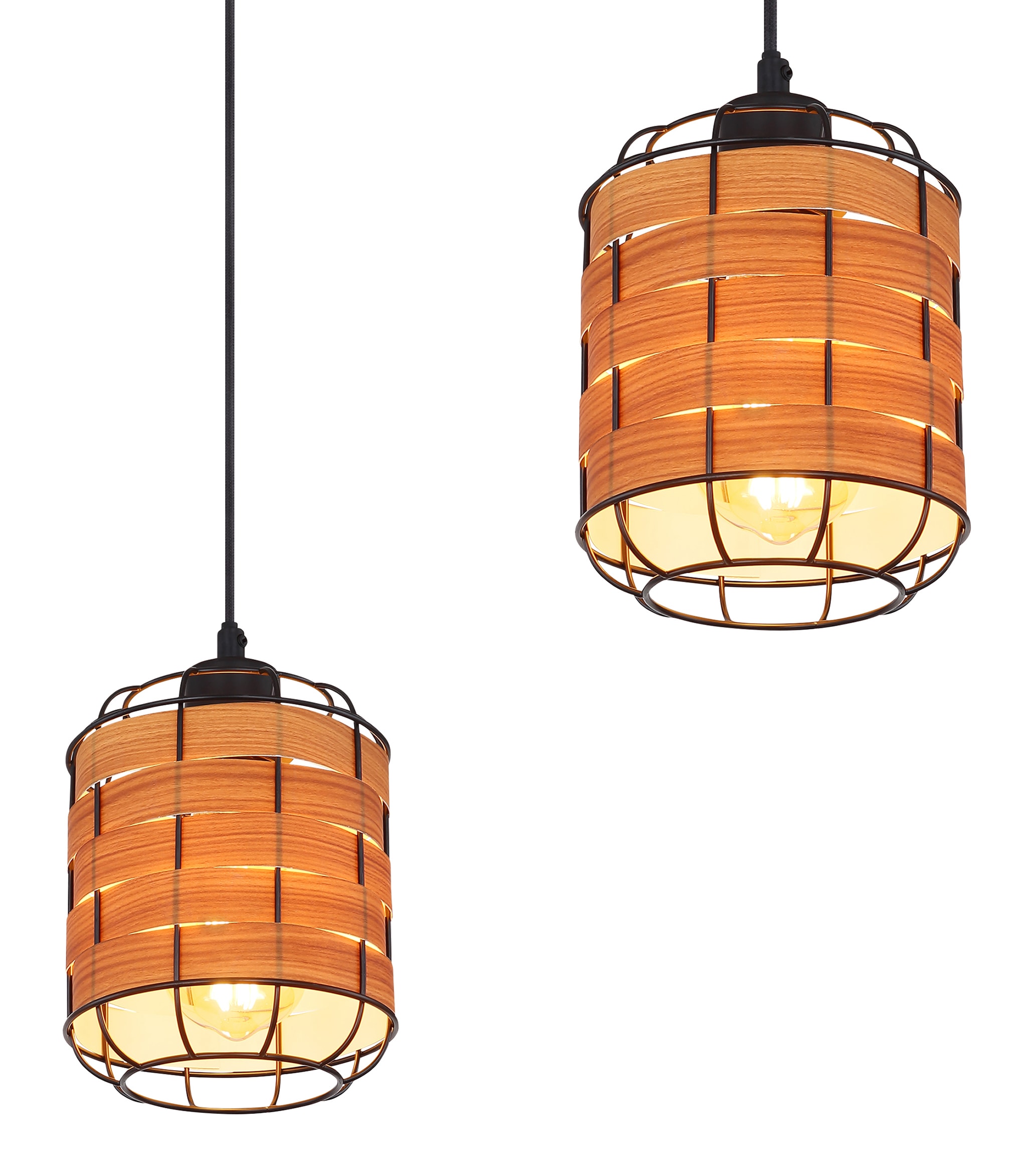 GLOBO LIGHTING Hängeleuchte »ELMAR« E27 1 Stk. Hängelampe Metall schwarz holzoptik Kabelaufhängung Esszimmer Esstisch