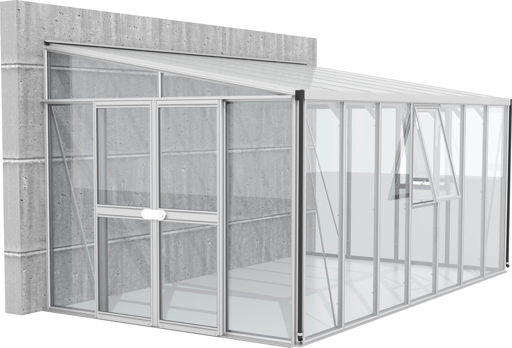 VITAVIA Anlehngewächshaus »H_elena 11900« Alu-Profile, 3 mm Sicherheitsglas, Dach 10 mm Hohlkammerplatten alufarben