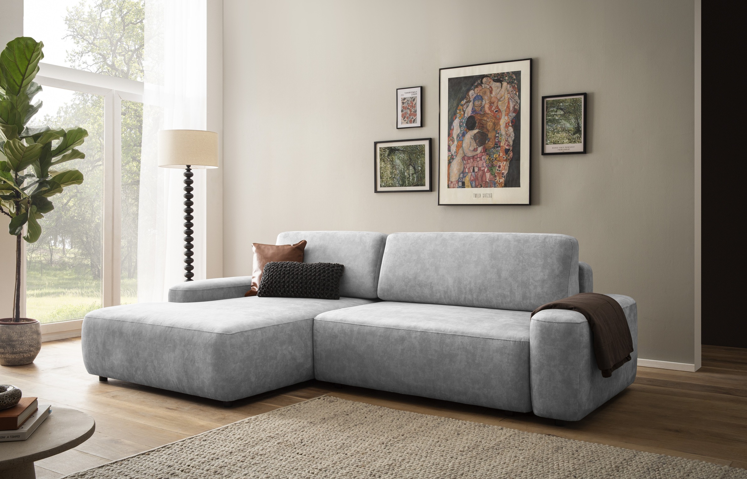 Home affaire Ecksofa »TORGE (264cm), Schlafsofa in Cord, Samtvelours o Stru günstig online kaufen