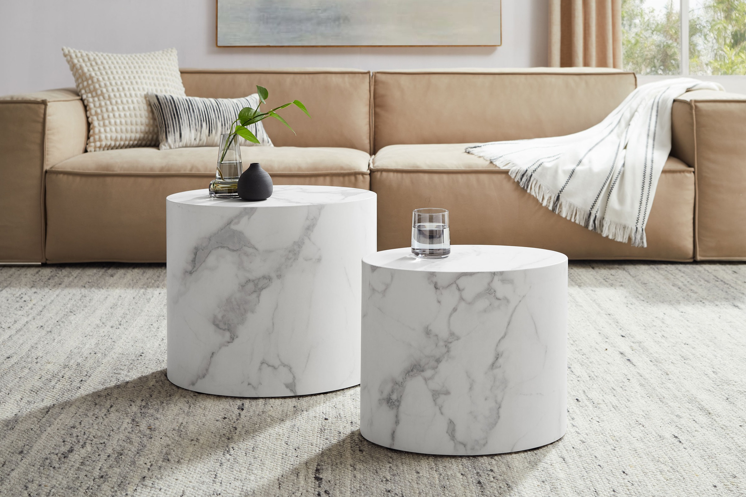 SalesFever Couchtisch »Almeria« 2er-Set, oval, in Marmoroptik foliert günstig online kaufen