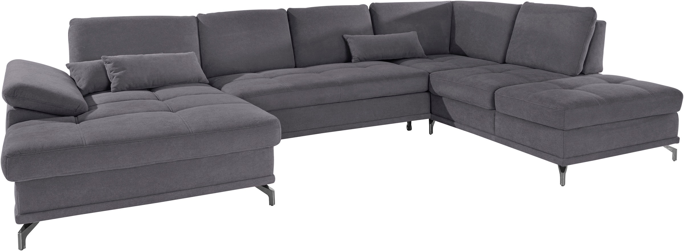 Places of Style Wohnlandschaft »Costello U-Form, mit Sitztiefenverstellung, Armteilverstellung und«, 3 Nierenkissen, optional Bettfunktion und Bettkasten