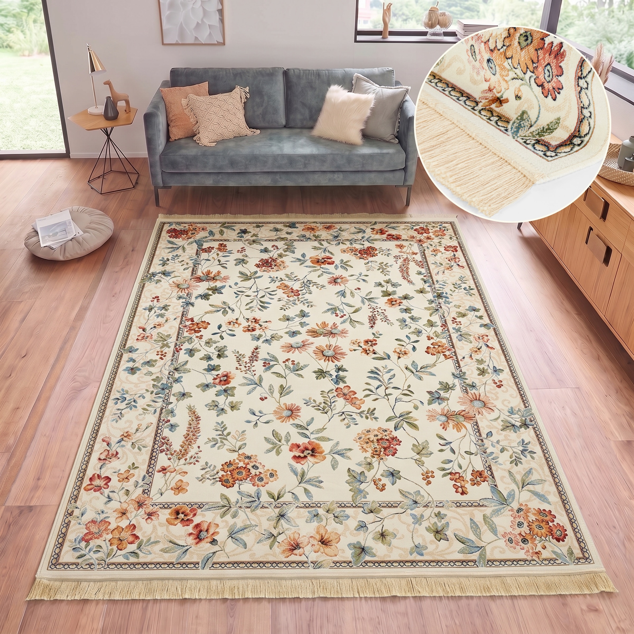 HANSE Home Teppich »Orient Flowers« rechteckig 5 mm Höhe Kurzflor mit Fransen, Orient, Wohnzimmer, Schlafzimmer, Esszimmer