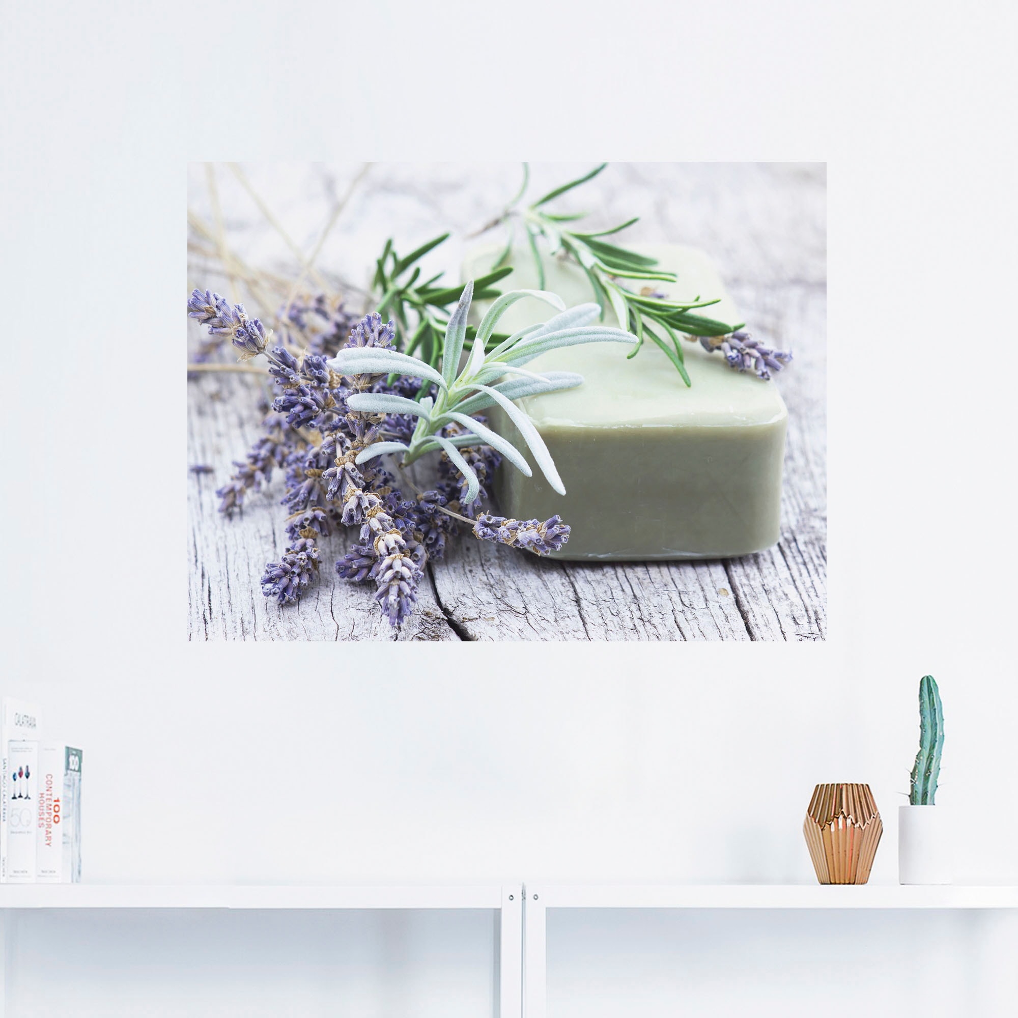 Artland Wandbild »Stück natürlicher Seife mit Kräutern«, Spa, (1 St.), als Leinwandbild, Poster, Wandaufkleber in verschied. Größen