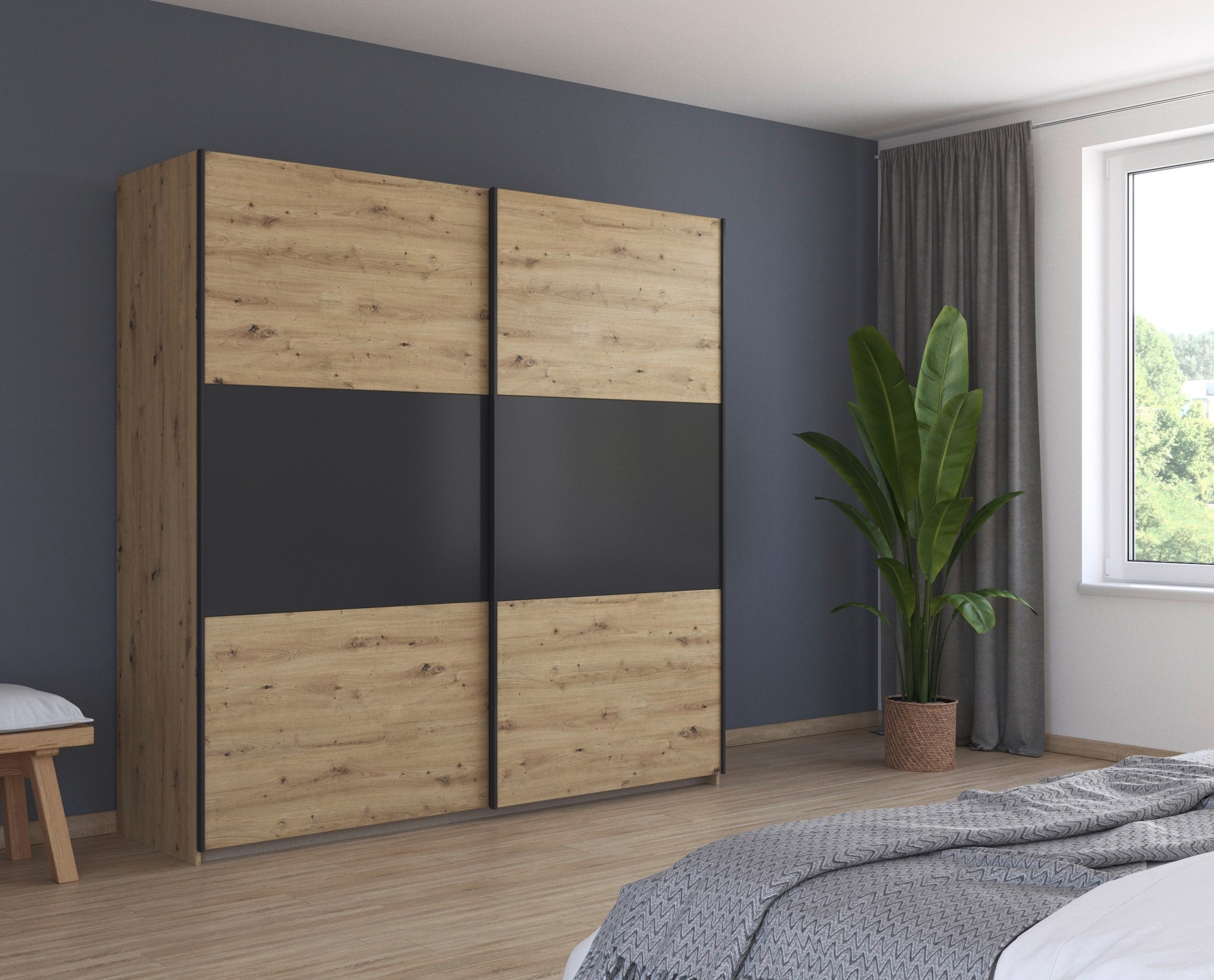 rauch Schwebetürenschrank »Kleiderschrank Schrank Garderobe Garderobenschrank Wäscheschrank NEO«, (in 3 verschiedenen Ausstattungen BASIC/CLASSIC/PREMIUM), mit großzügigem Stauraum und vielfältigen Farbkombinationen