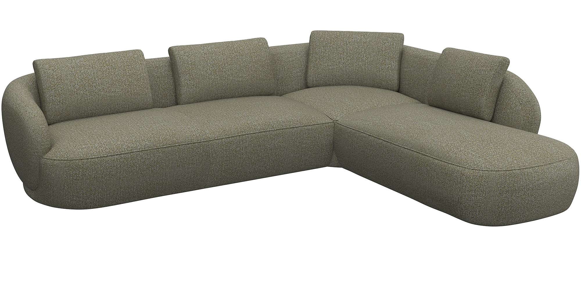 FLEXLUX Ecksofa »Torino, rund, L-Form, Sofa-Ecke mit Ottomane«, Modernes, o günstig online kaufen