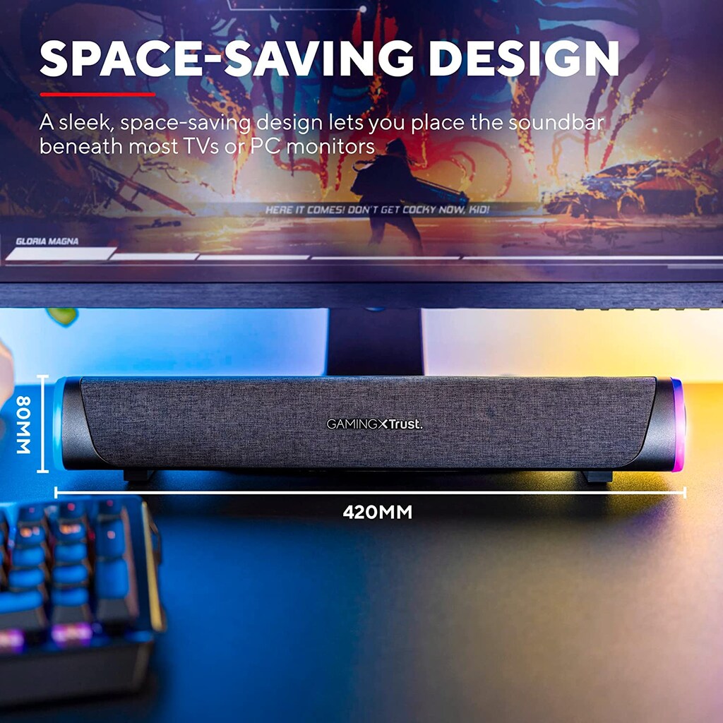 Trust Soundbar »GXT620 AXON RGB LED SOUNDBAR«, 1,4M Kabellänge, Lautstärkeregler-LED-Beleuchtung