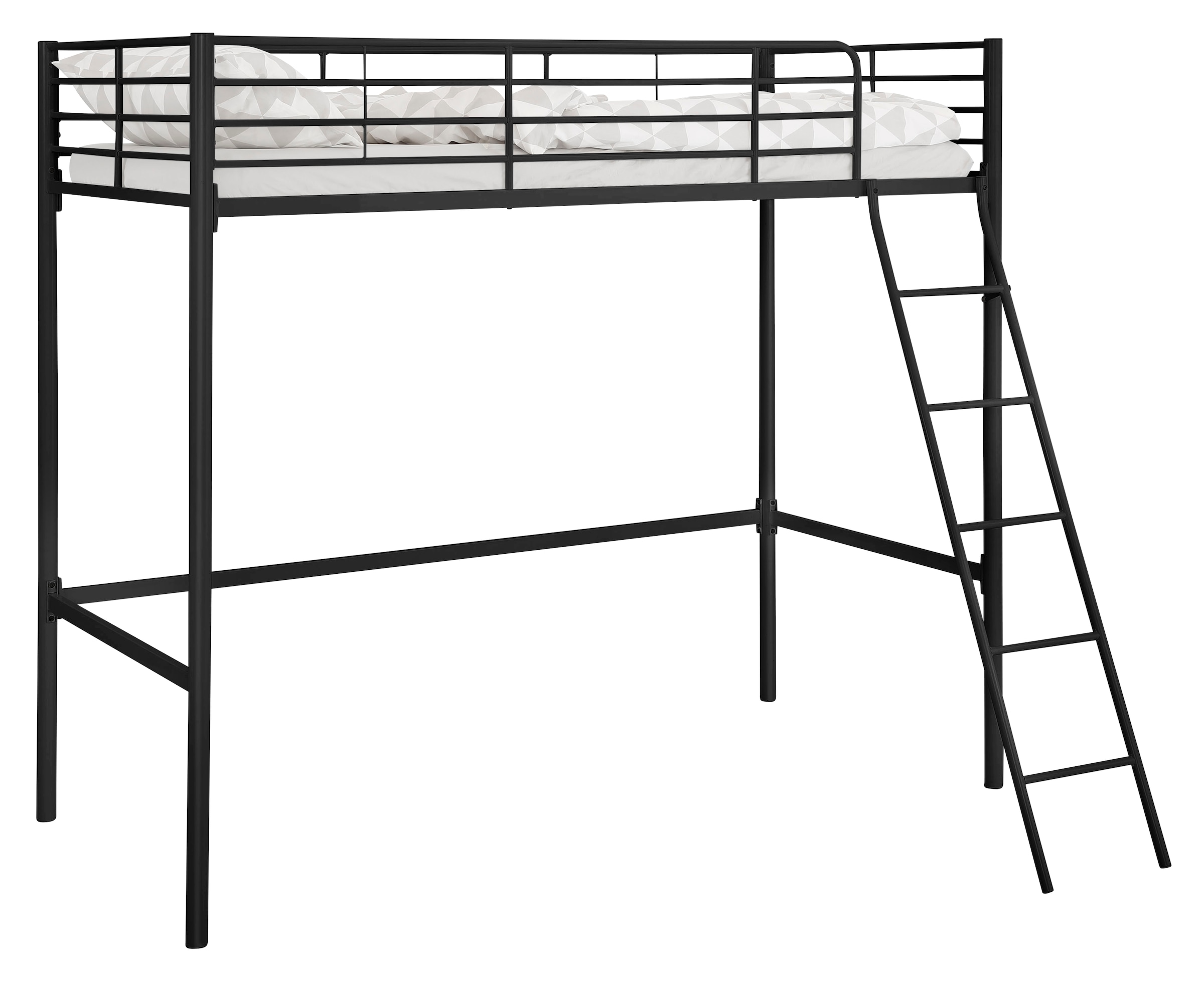 Lüttenhütt Hochbett »Hayo, Topseller! Zeitloses Metallbett, in mehreren Farben«, (Gesamtmaße (B/T/H) ca. 208/159/186 cm), inkl. Lattenrost, Absturzsicherung und Leiter aus Metall