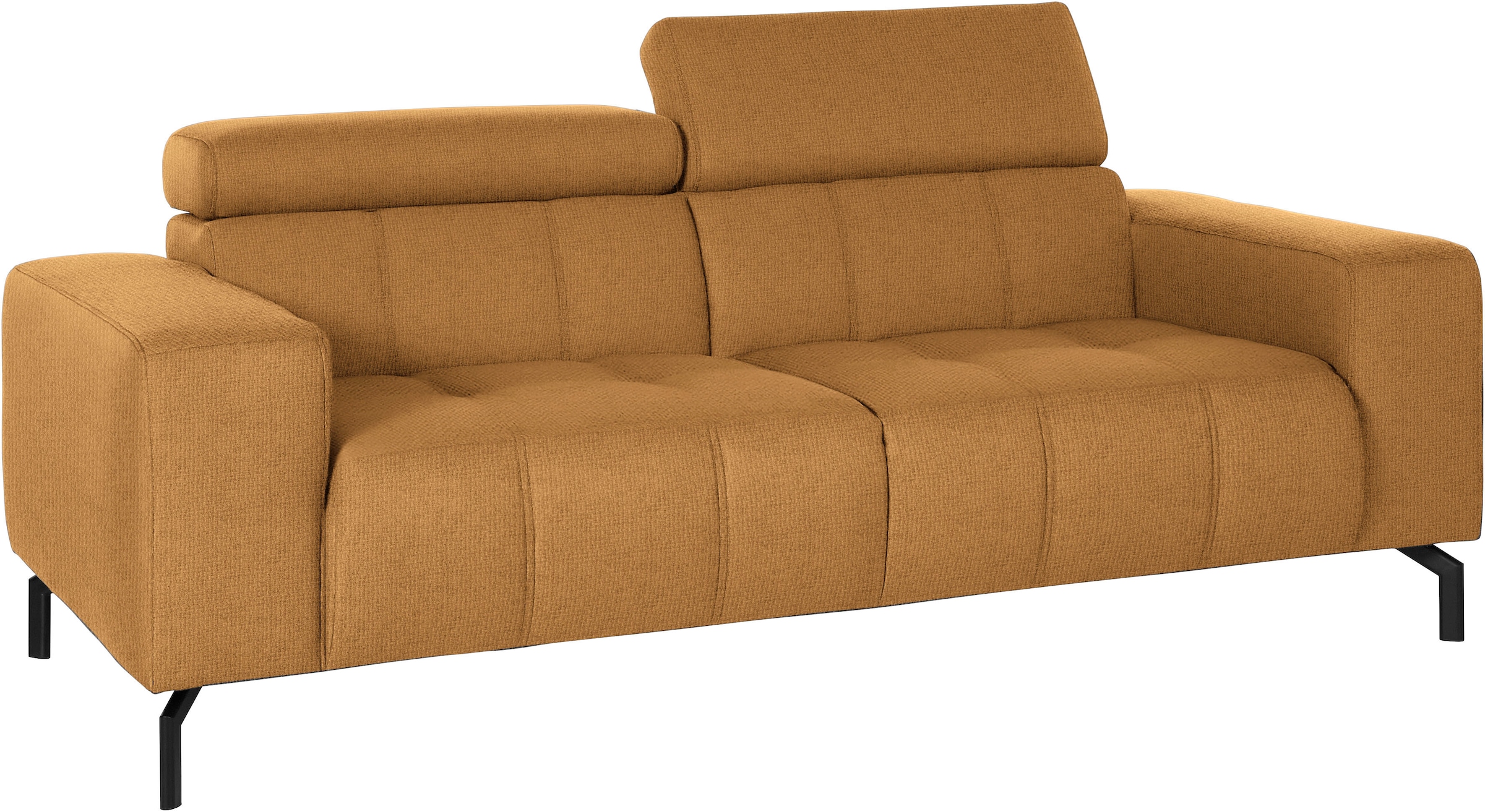 DOMO collection 2-Sitzer »Cunelli zeitlos und elegant, moderne Sitznähte als Designelement,«, wahlweise mit 6-fach verstellbaren Kopfteilen, fester Sitzkomfort