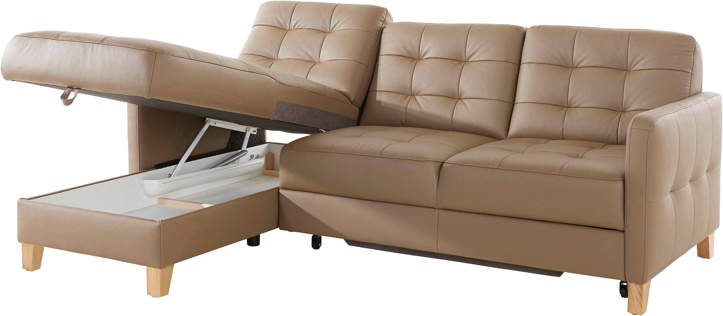 exxpo - sofa fashion Ecksofa »Elio, kompakt und komfortabel, bequem und zeitloses Design, L-Form«, wahlweise mit Bettfunktion