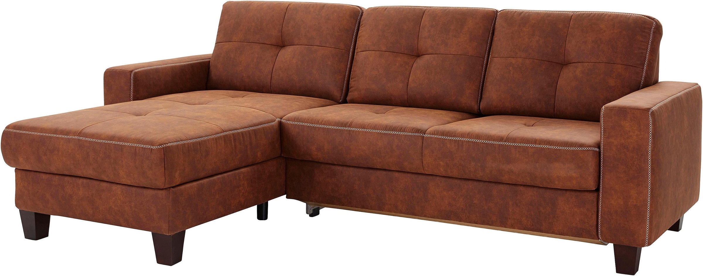 Places of Style Ecksofa »Varese L-Form«, Kreuznaht in beige