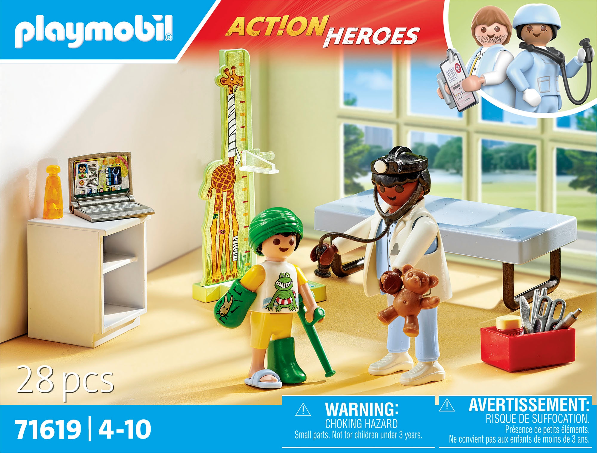 Playmobil® Konstruktions-Spielset »Kinderarzt mit Teddybär (71619), Action Heroes«, (28 St.), Made in Europe