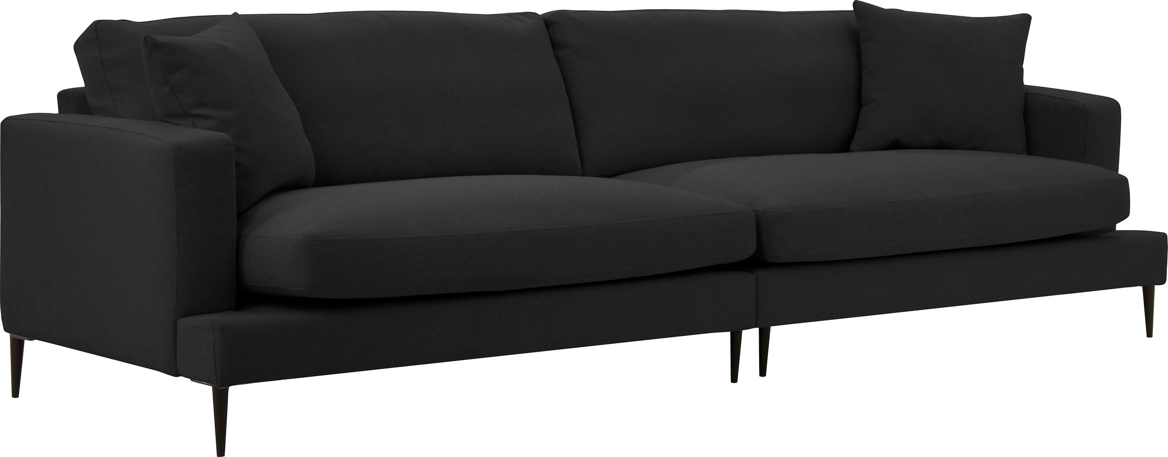 Leonique Big-Sofa »Cozy elegantes Designsofa, Maße B/T/H: 252/97/80 cm«, mit losen Kissen und Metallbeinen