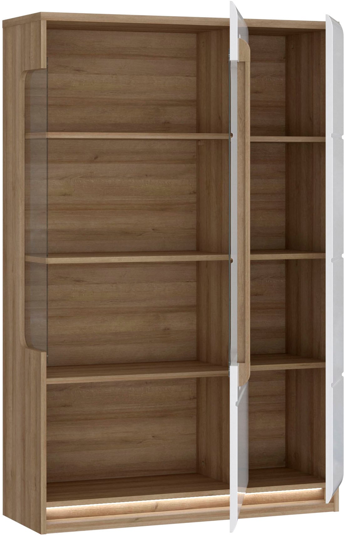 FORTE Highboard »Attention«, (Hochschrank, Hochkommode), Highboard, Beleuchtung, Soft Close, Glastüre, Stauraum, Höhe 139,6cm