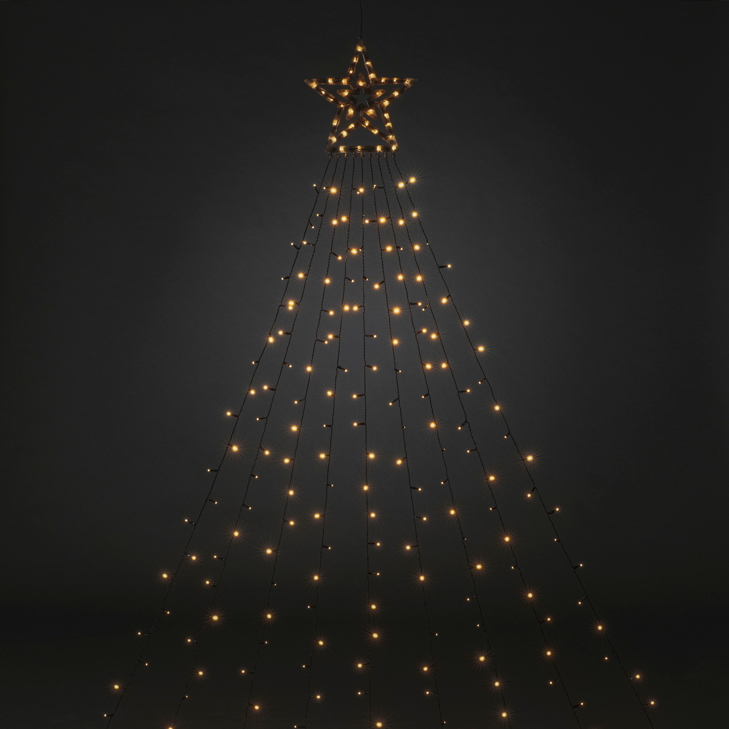 KONSTSMIDE LED-Lichtervorhang »Triangel«, 304 St.-flammig, LED Lichtervorhang mit Stern, 304 bernsteinfarbene Dioden, H. 2,7 m