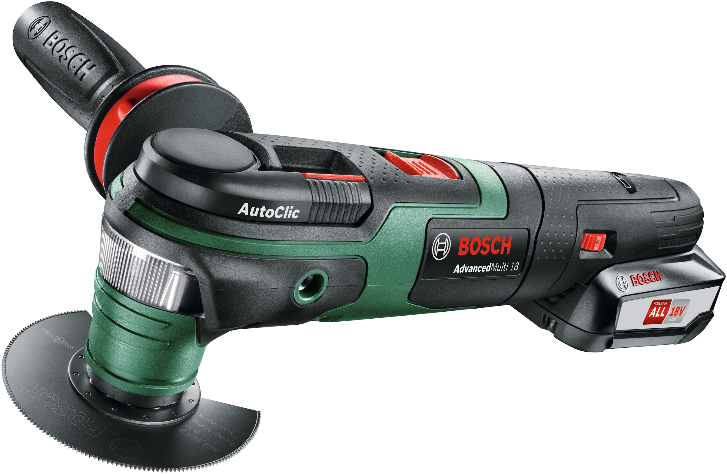 Bosch Home & Garden Akku-Multifunktionswerkzeug »AdvancedMulti 18«, (Set), mit Zubehörset, Akku 18V/2,5 Ah und Ladegerät