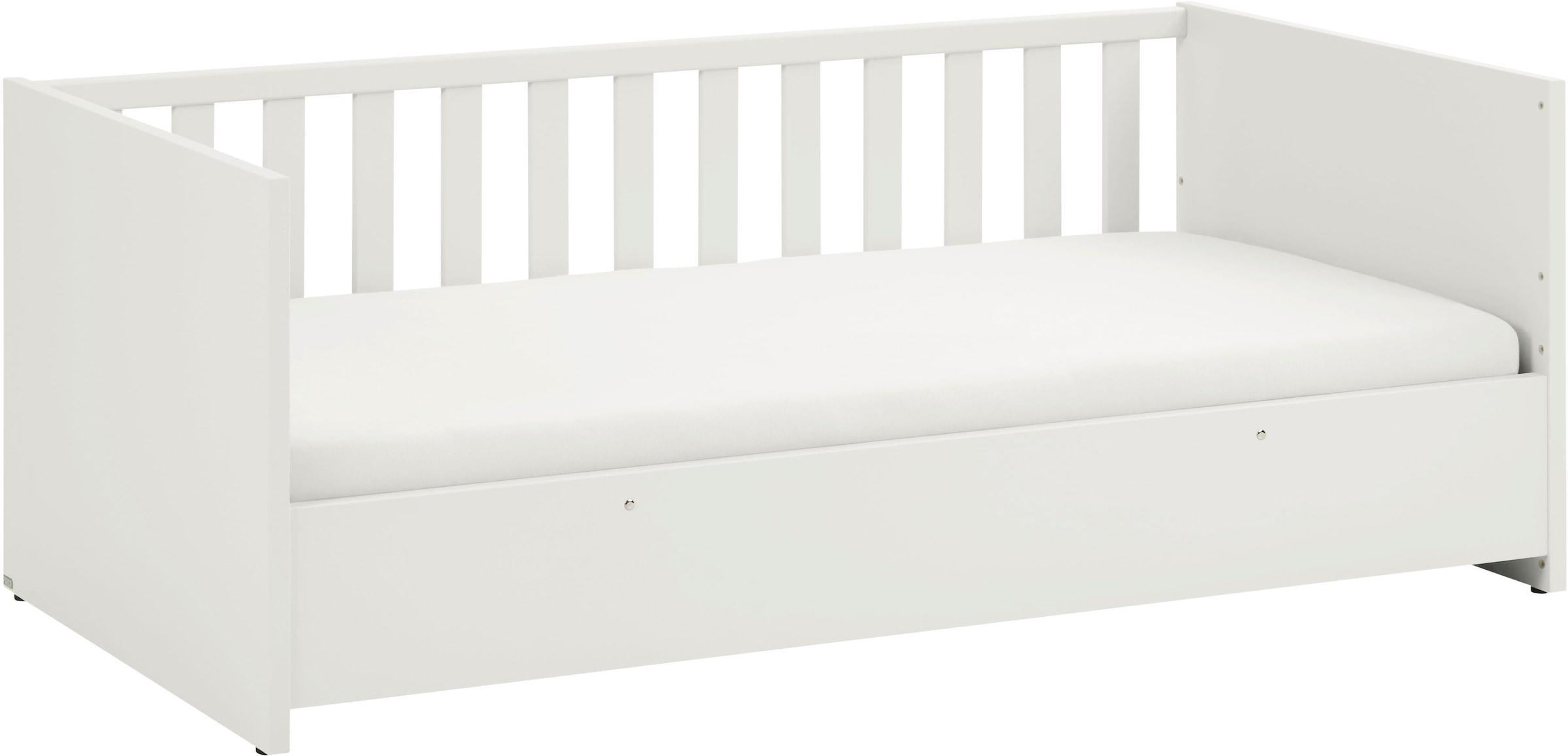 PAIDI Babybett »LITTLE SNU 70x140cm in Beige oder Weiß, umbaubares Bodenbett« Kinderbett mit Rausfallschutz aus Massivholz, langlebiges Gitterbett