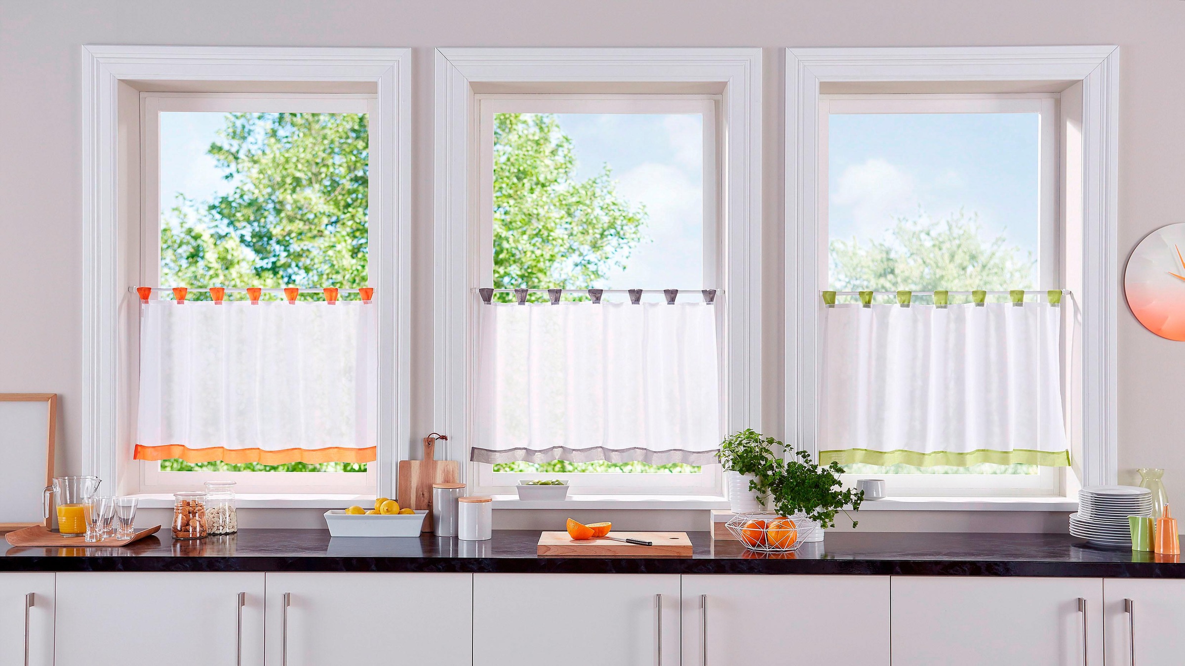 my home Scheibengardine »Bitola« Schlaufen 1 Stk. tlg. Fertiggardine, trans günstig online kaufen