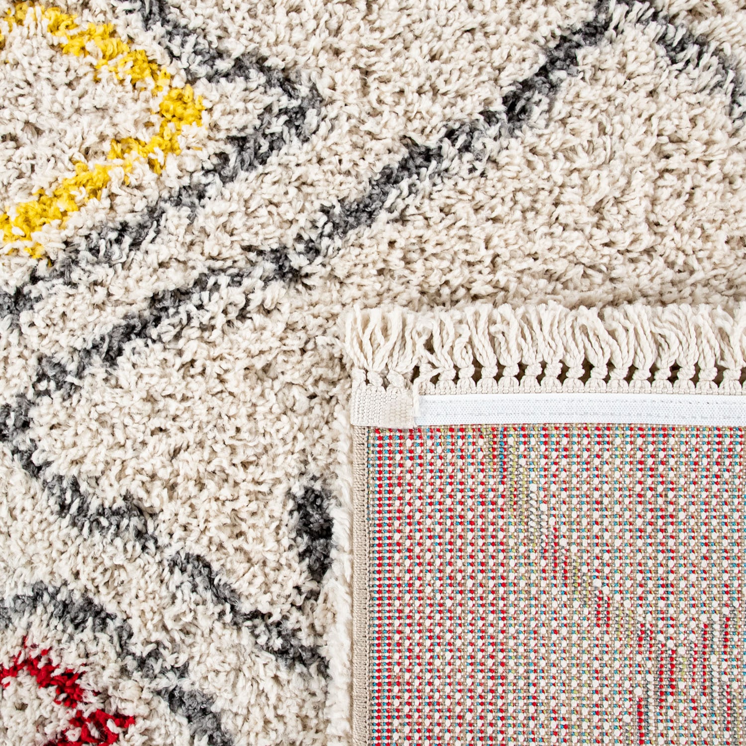 Paco Home Hochflor-Teppich »Wooly 284«, rechteckig, 39 mm Höhe, Berber Design, Rauten Motiv, weich & kuschelig, mit Fransen