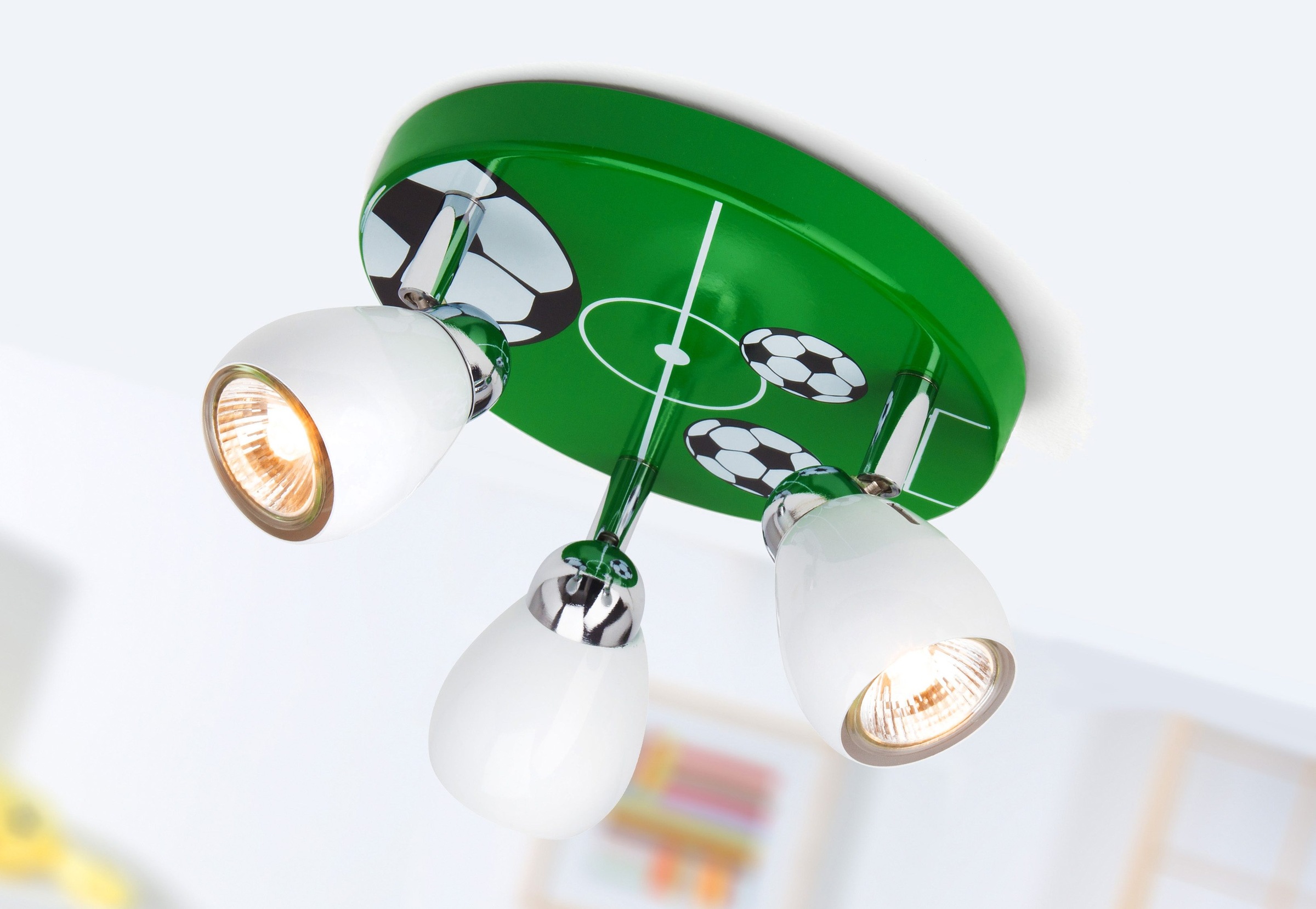 Brilliant LED Deckenstrahler »SOCCER«, 3 flammig-flammig, Spotrondell weiß/grün-schwarz-weiß, 3 x GU10 max. 3W, 11cm Höhe