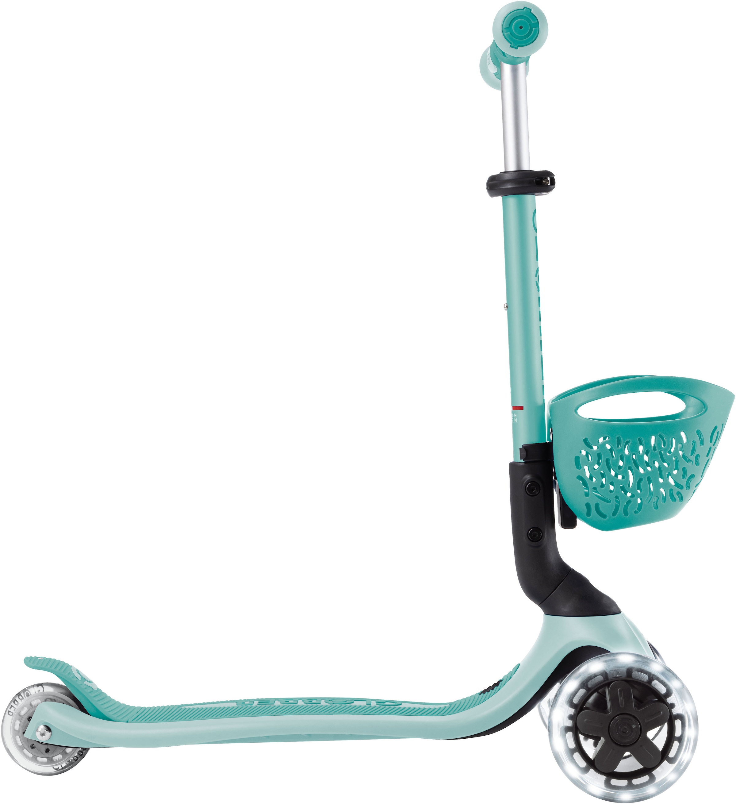 Globber Tretroller »GO-UP BABY 360 LIGHTS, mit Leuchtrollen und Leuchtmodul« Aufsitzrad, Laufrad und Scooter in Einem