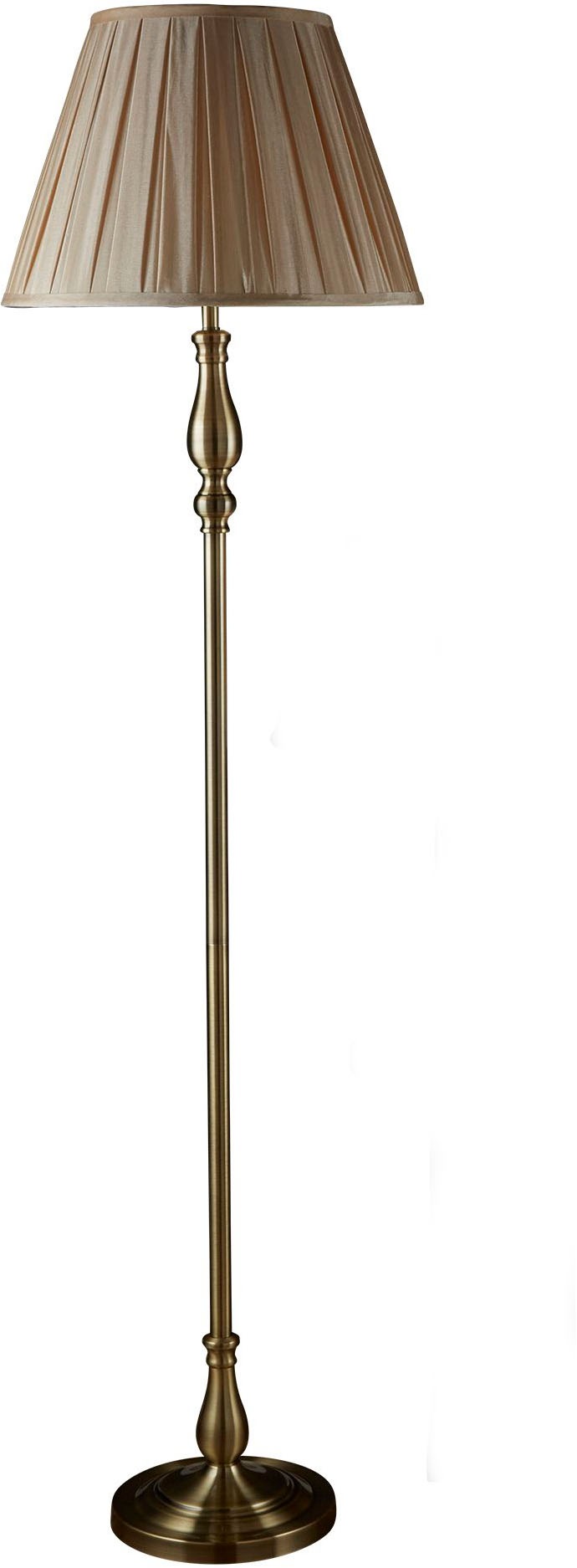 Searchlight Stehlampe »Flemish Floor Lamp- Antique Brass  Pleated Shade« E27 1 Stk.
