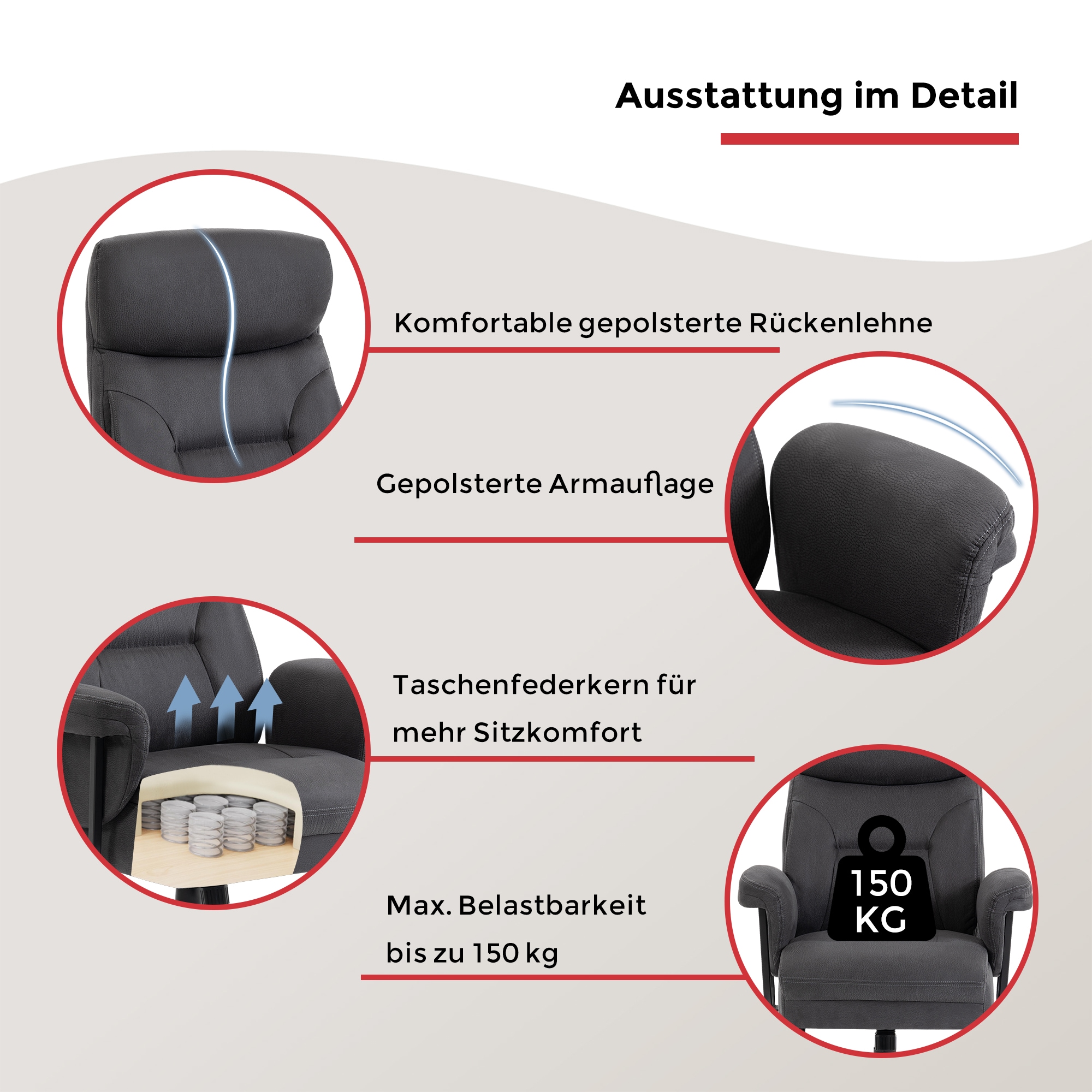 Duo Collection Chefsessel »Tiago XXL« () Belastbarkeit bis zu 150 kg, Taschenfederkern im Sitz