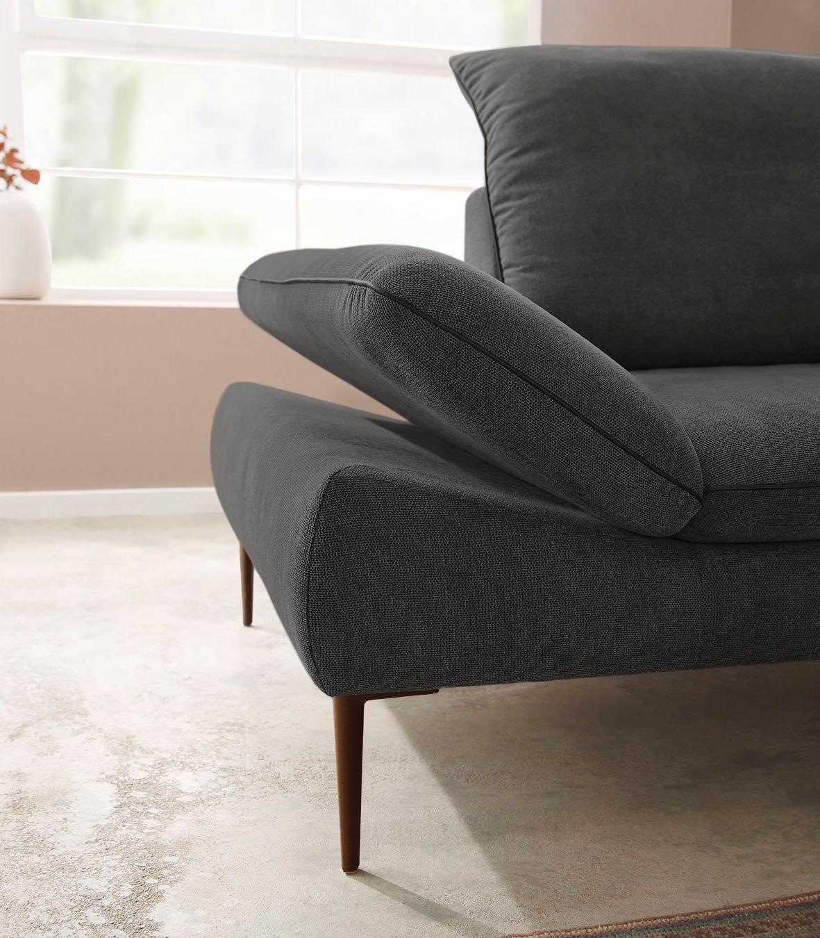 W.SCHILLIG Ecksofa »enjoy&MORE, Designsofa, elegant und bequem, L-Form«, Sitztiefenverstellung, Füße bronze pulverbeschichtet, Breite 294 cm