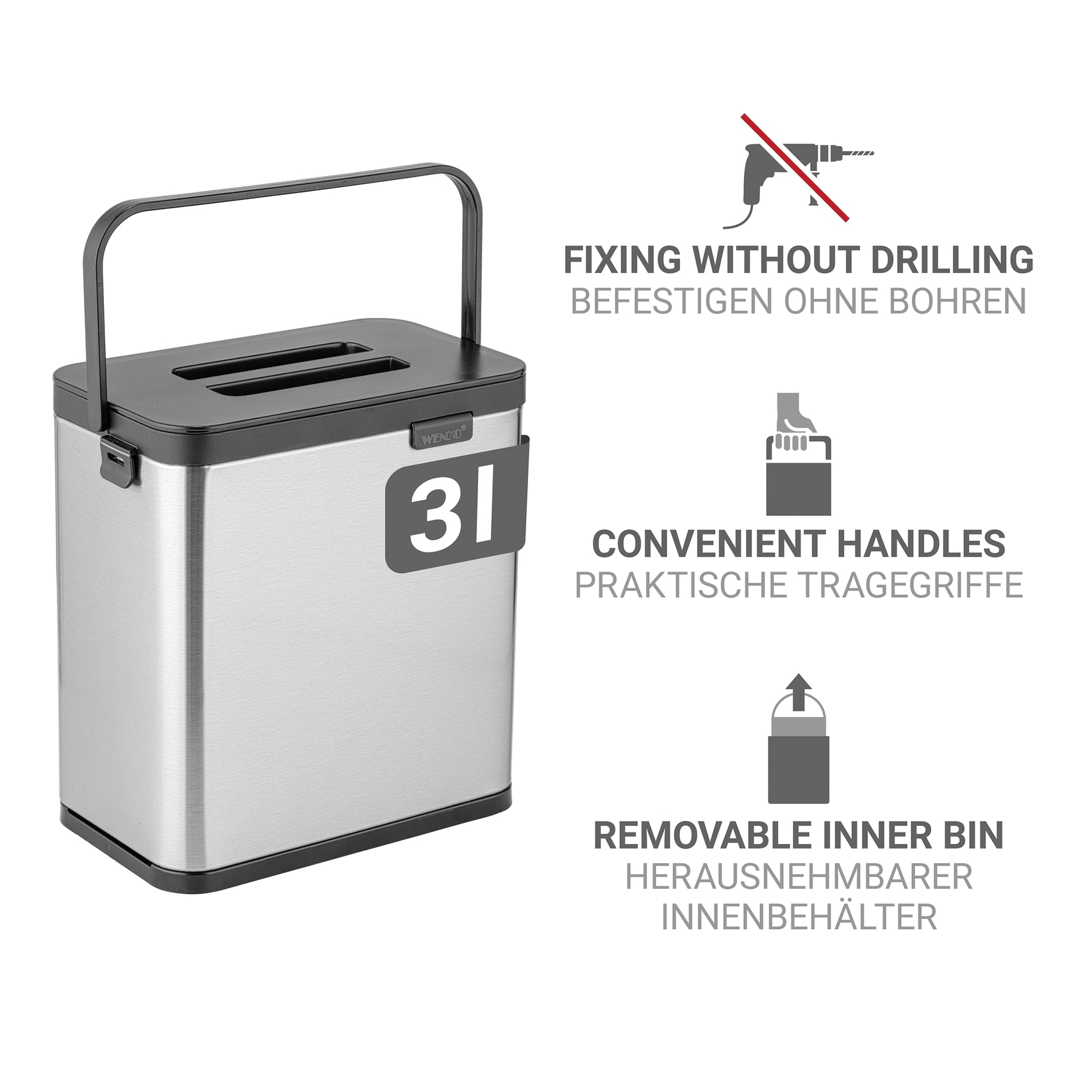 WENKO Mülleimer »Modell Colin« 1 Behälter