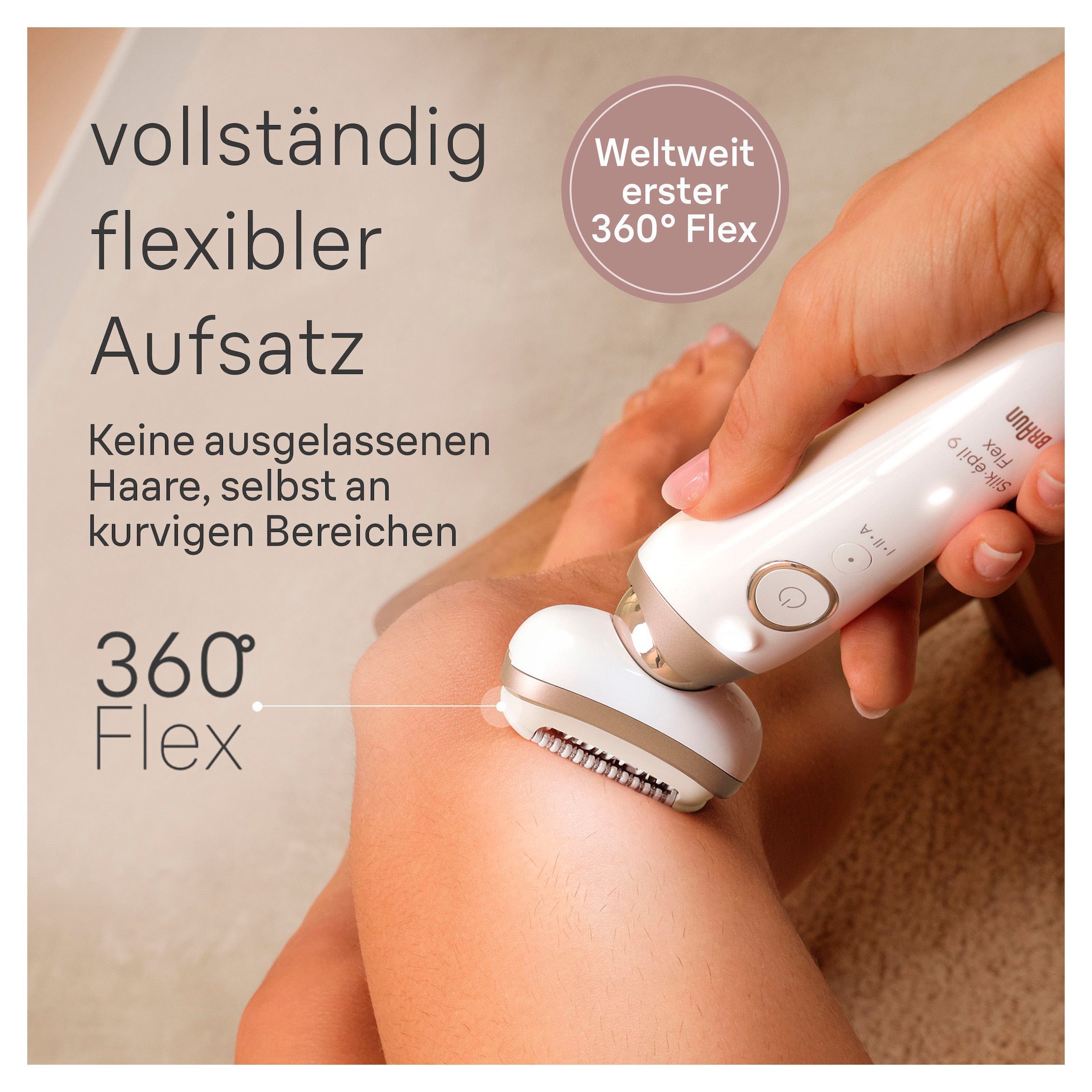 Braun Epilierer »Silk-épil Flex 9 9-071«, mit Rasieraufsatz, Trimmeraufsatz & Massageaufsatz