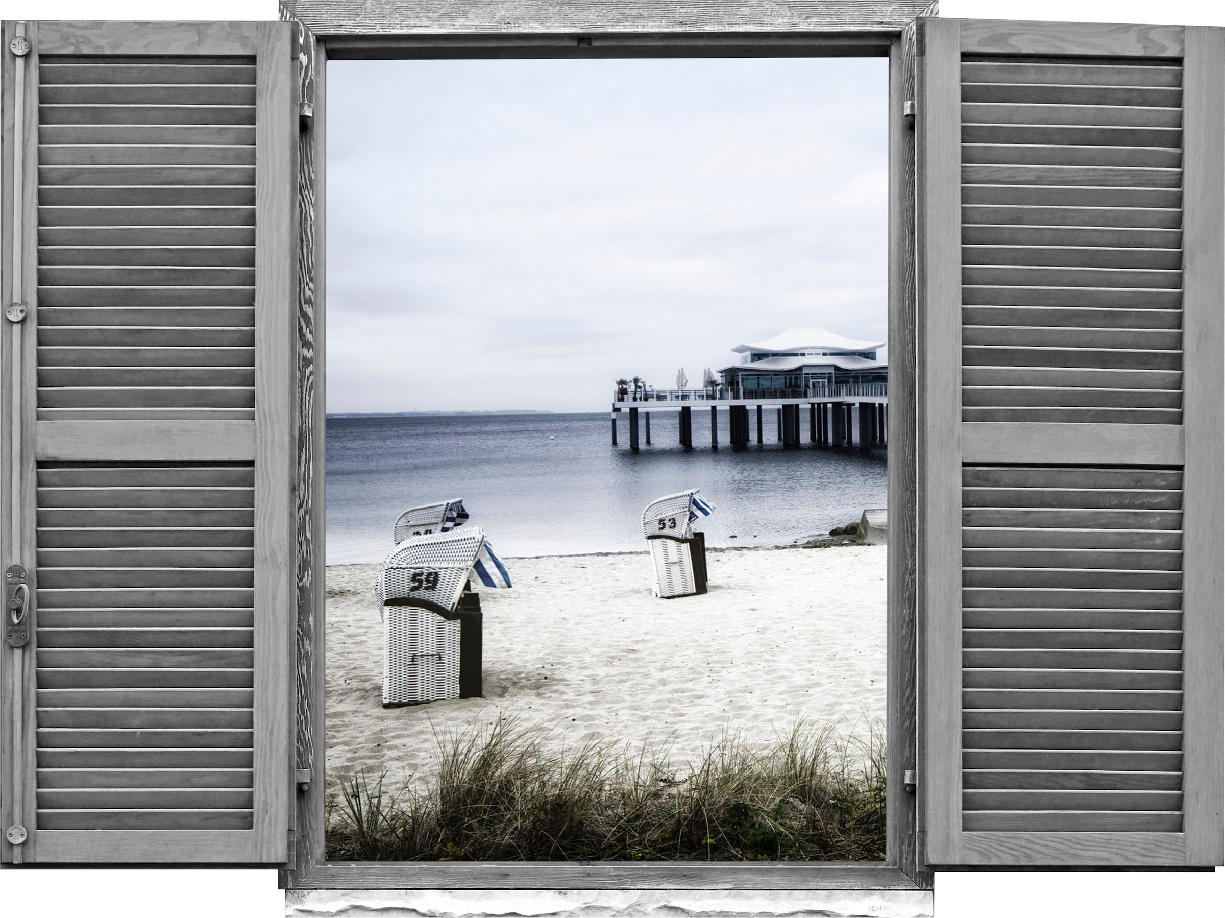 queence Wandtattoo »Strandkörbe am Meer« Wandsticker, Wandbild, selbstklebe günstig online kaufen