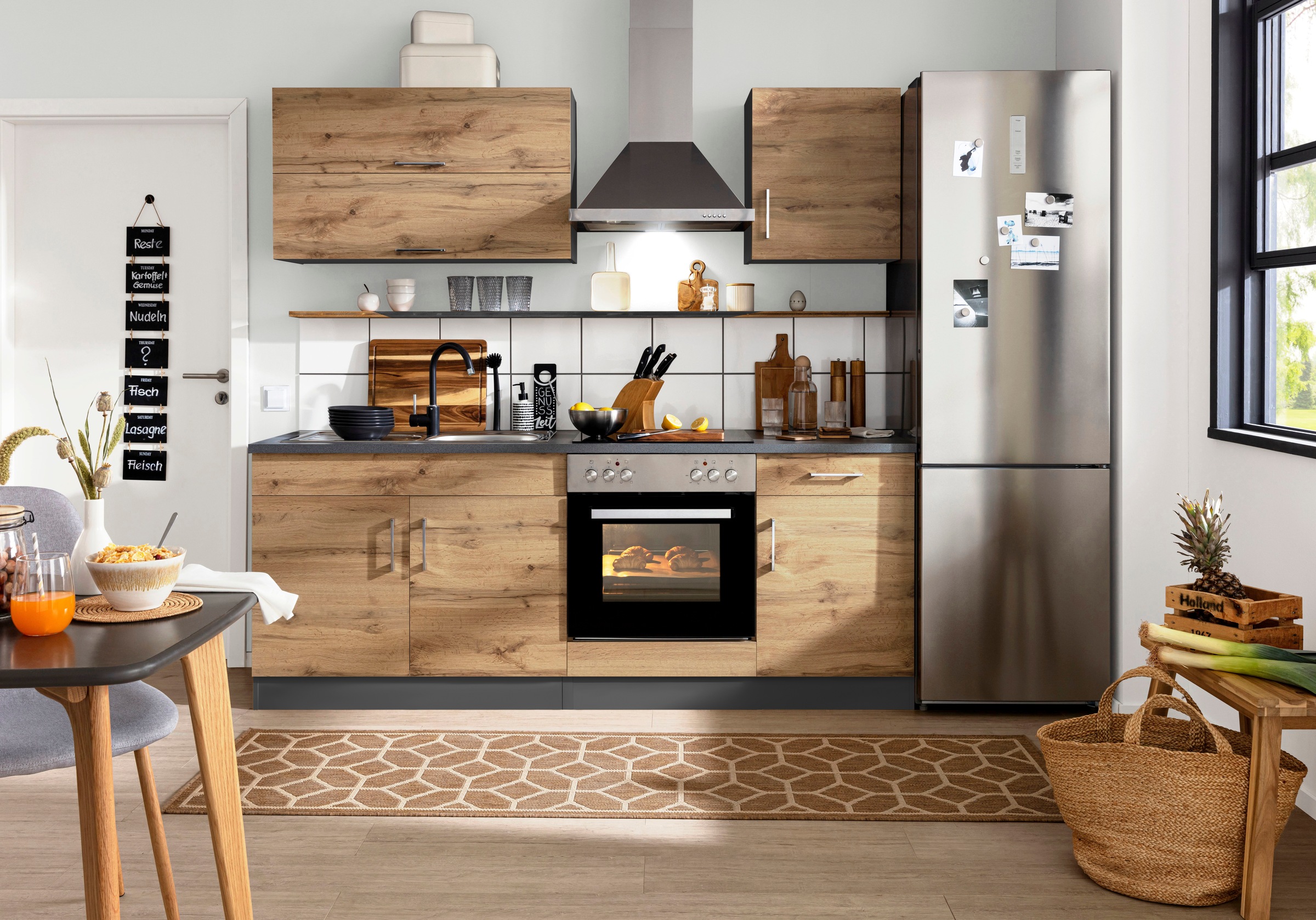 KOCHSTATION Küchenzeile »KS-Colmar« mit E-Geräten, Breite 210 cm