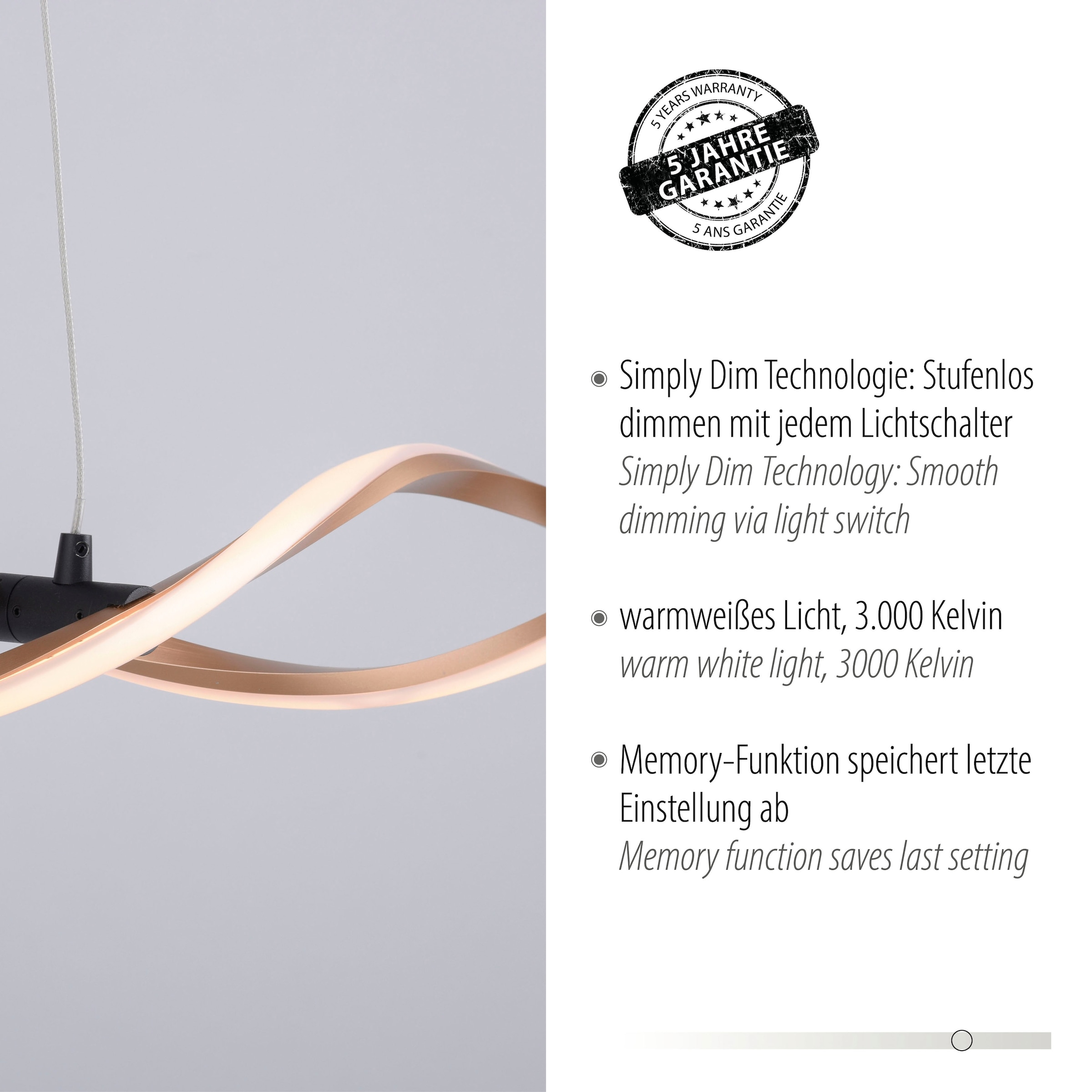 Paul Neuhaus Pendelleuchte »POLINA«, 2 flammig, Leuchtmittel LED-Board | LED fest integriert, festverbaute LED, stufenlos dimmbar über Wandschalter, warmweiß
