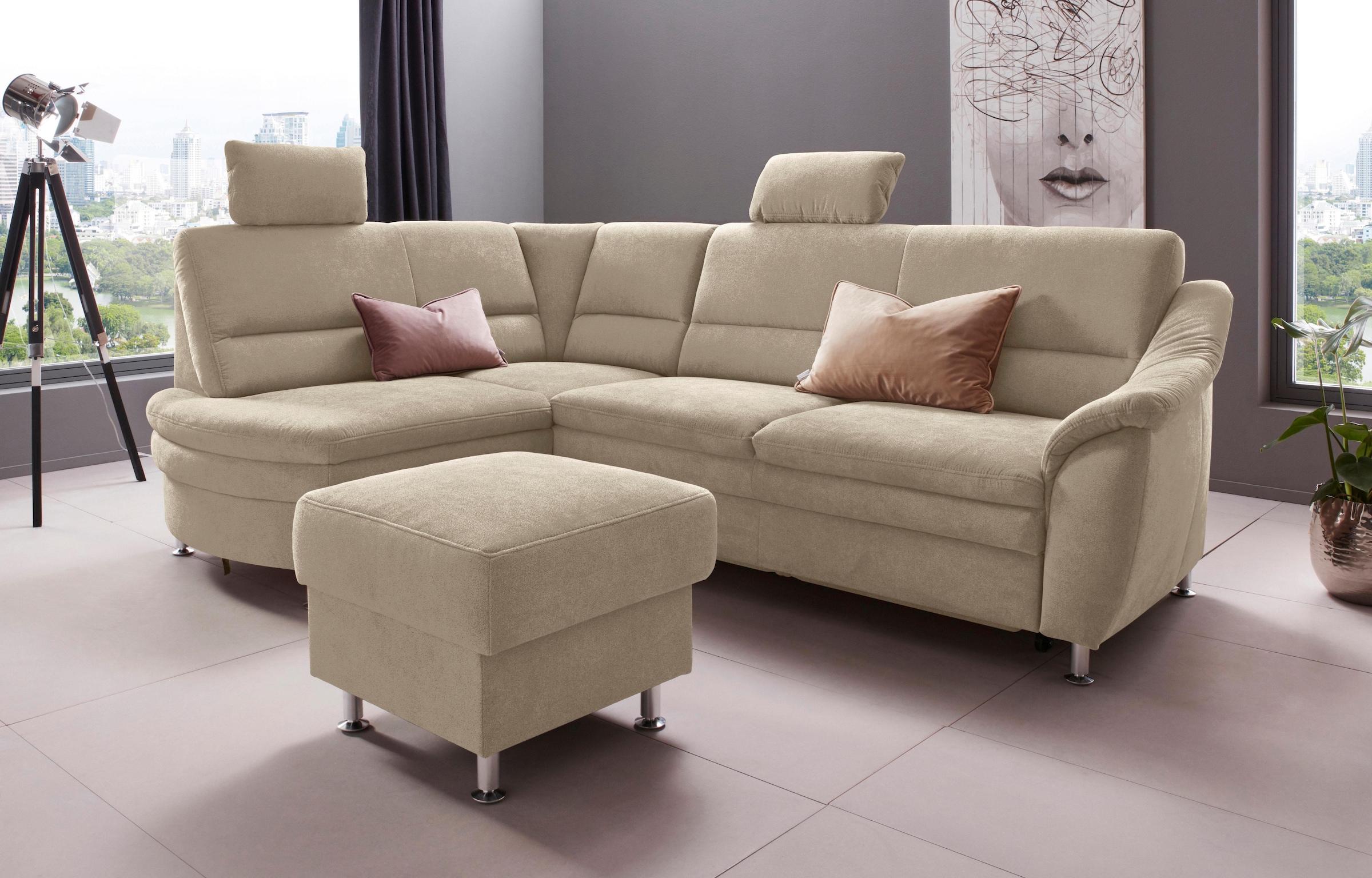 Home affaire Ecksofa »Cardoso L-Form« Federkern, wahlweise mit Bett, Schubk günstig online kaufen