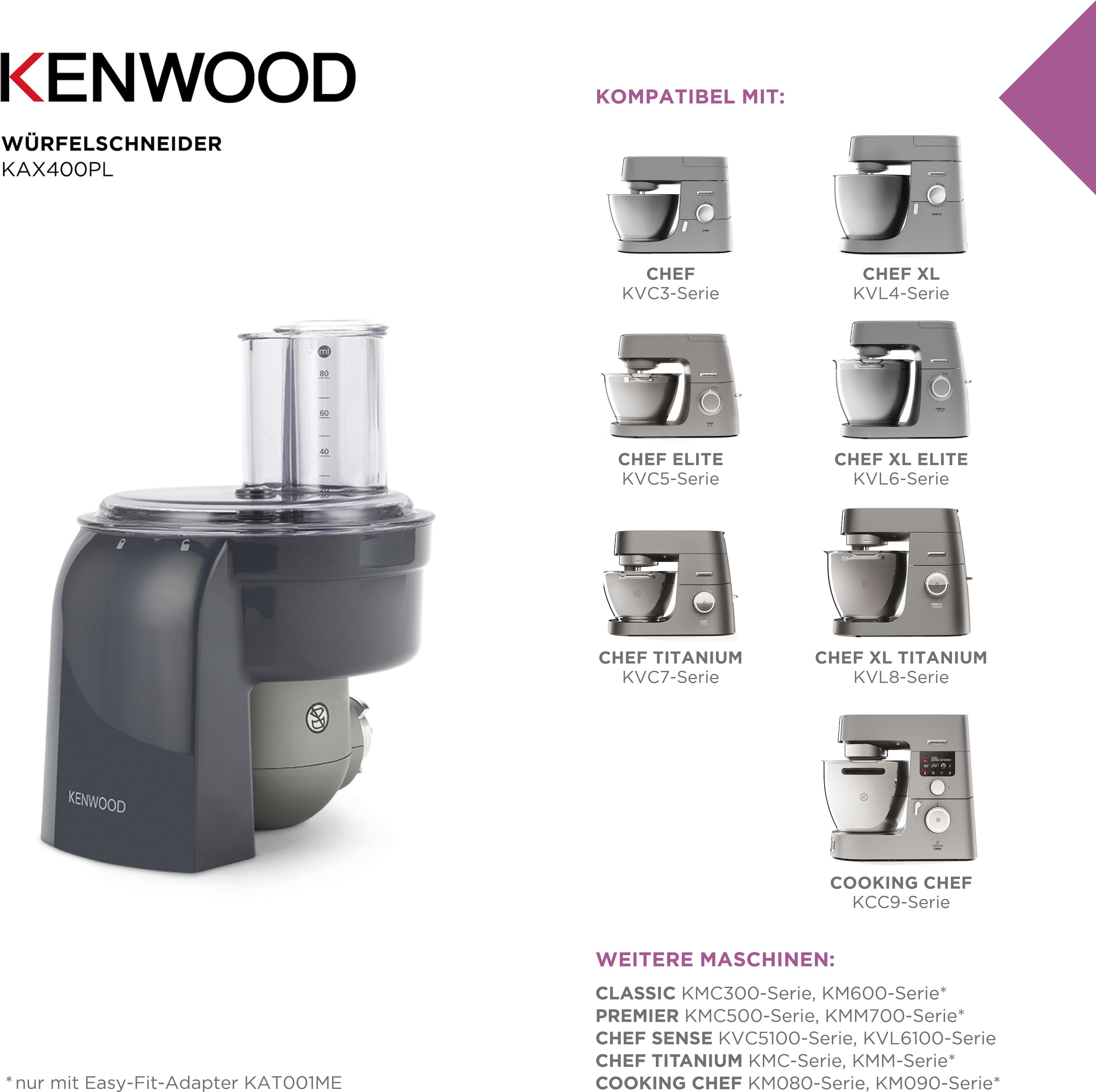 KENWOOD Würfelschneideraufsatz »KAX400PL«