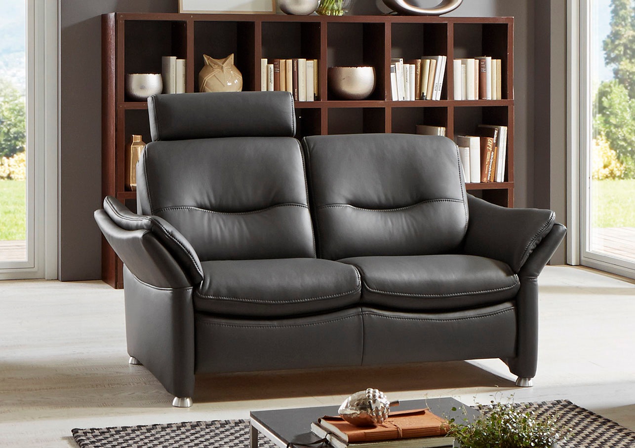HUKLA 2-Sitzer »HU-SF15058 Ledersofa, Breite 164 cm«, hochwertiges Glattleder, optional mit Kopfstütze