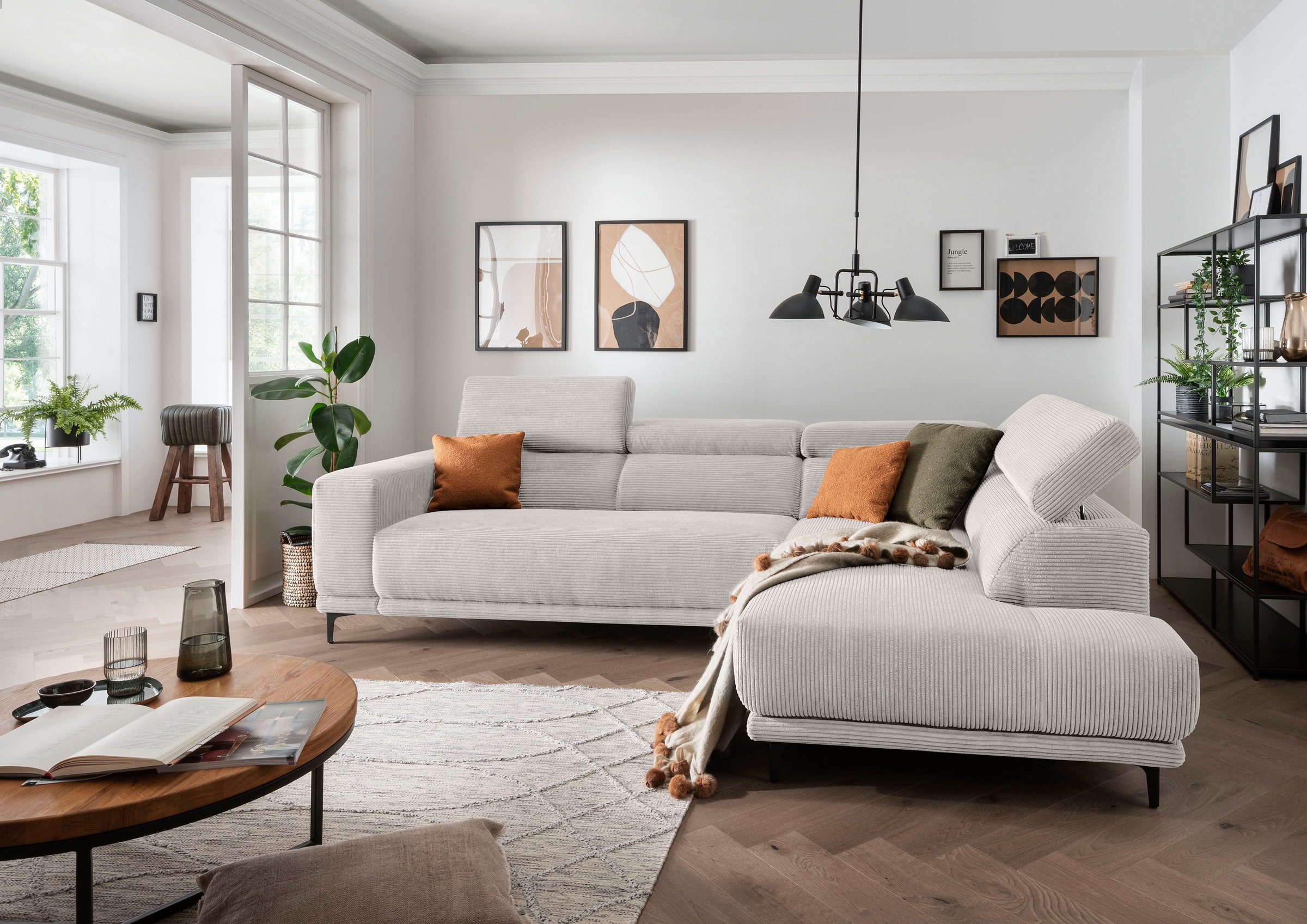 alina Ecksofa »Hikari«, wahlweise mit Sitzvorzug, in modernem Cordstoff, Breite 276 cm