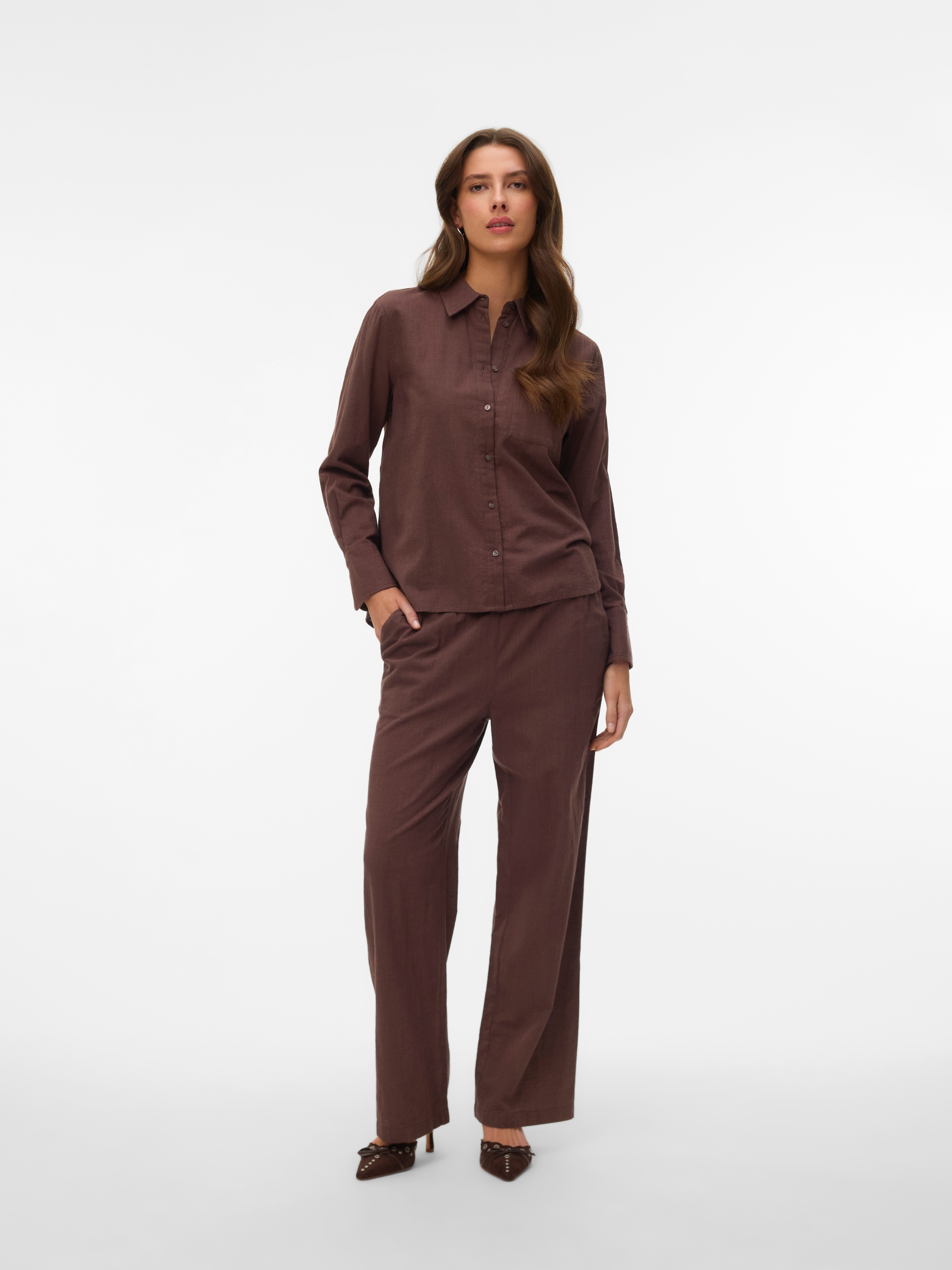 Vero Moda Schlupfhose »VMCAIA MW WIDE PANT WVN NOOS«  Baumwollmischung, oversize, mit Leinen