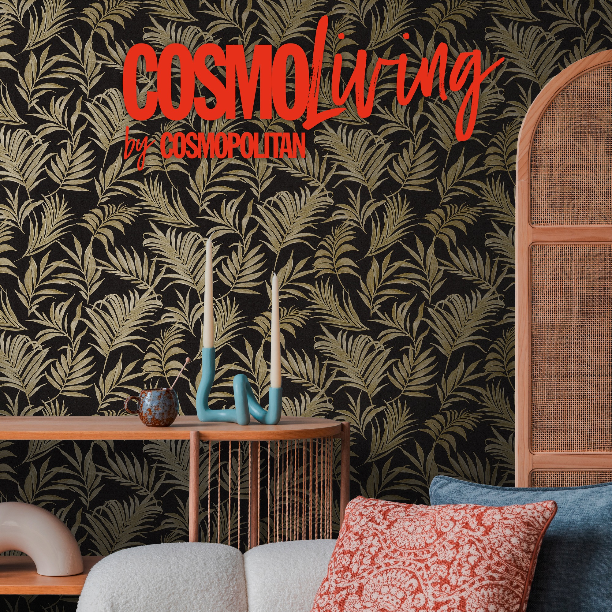 CosmoLiving by Cosmopolitan Vliestapete »Midnight Botanica-Mystery Tapete« matt strukturiert Tropisches Blätterdesign in moderner Eleganz