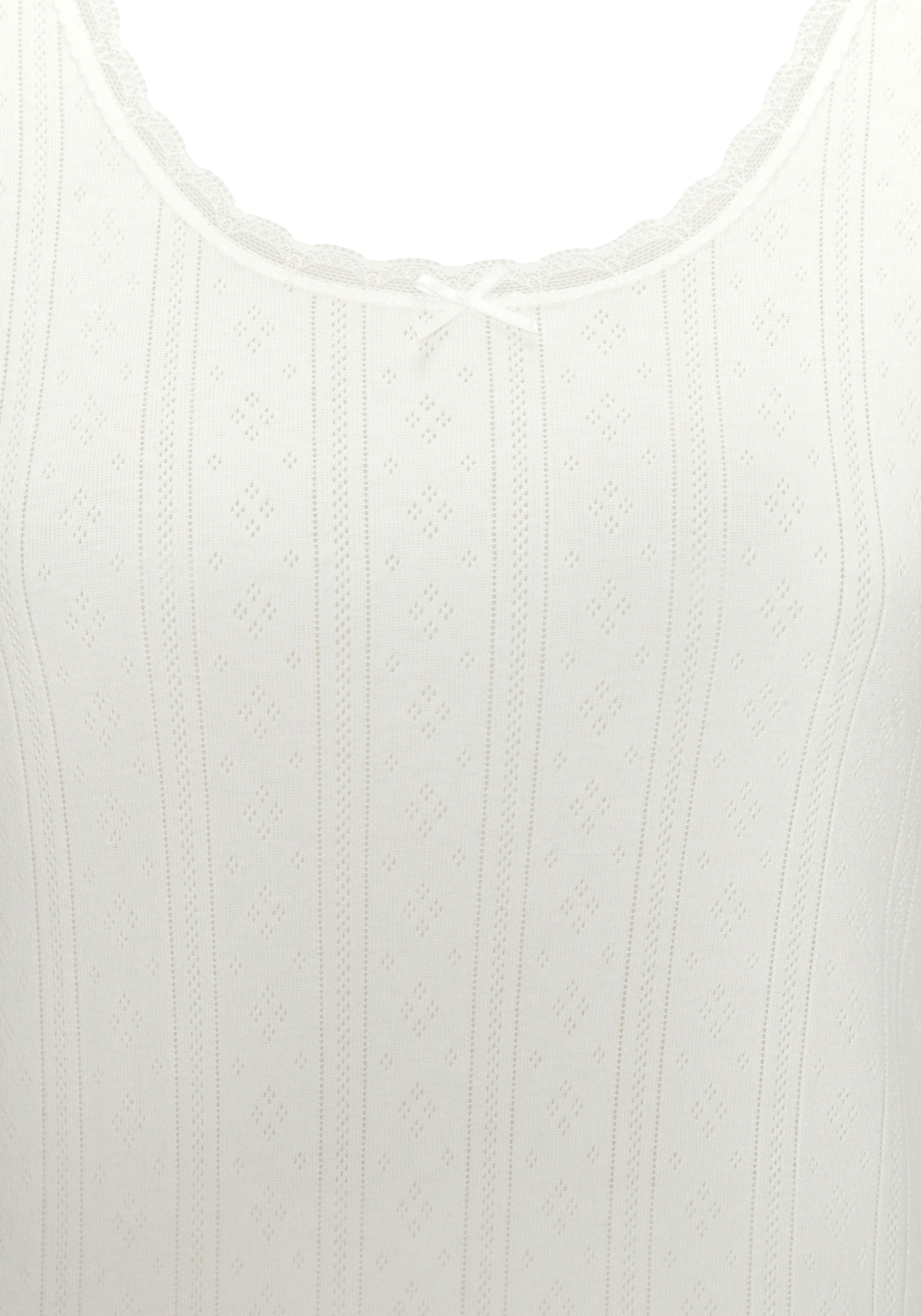 Vivance Langarmshirt 2er-Pack,  aus feiner Pointelle-Ware mit Spitze, reine Baumwolle